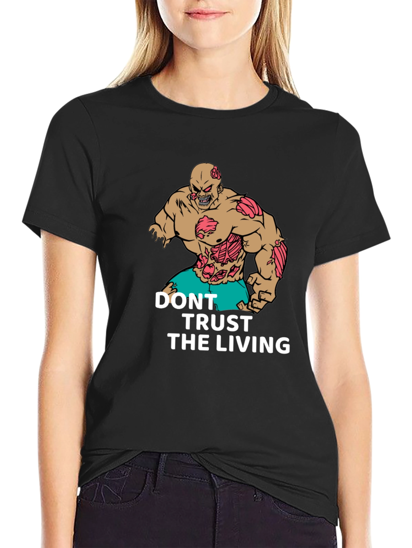 Zombie Graphic Tee - Don't Trust the Living - Men's Black T-Shirt - 2