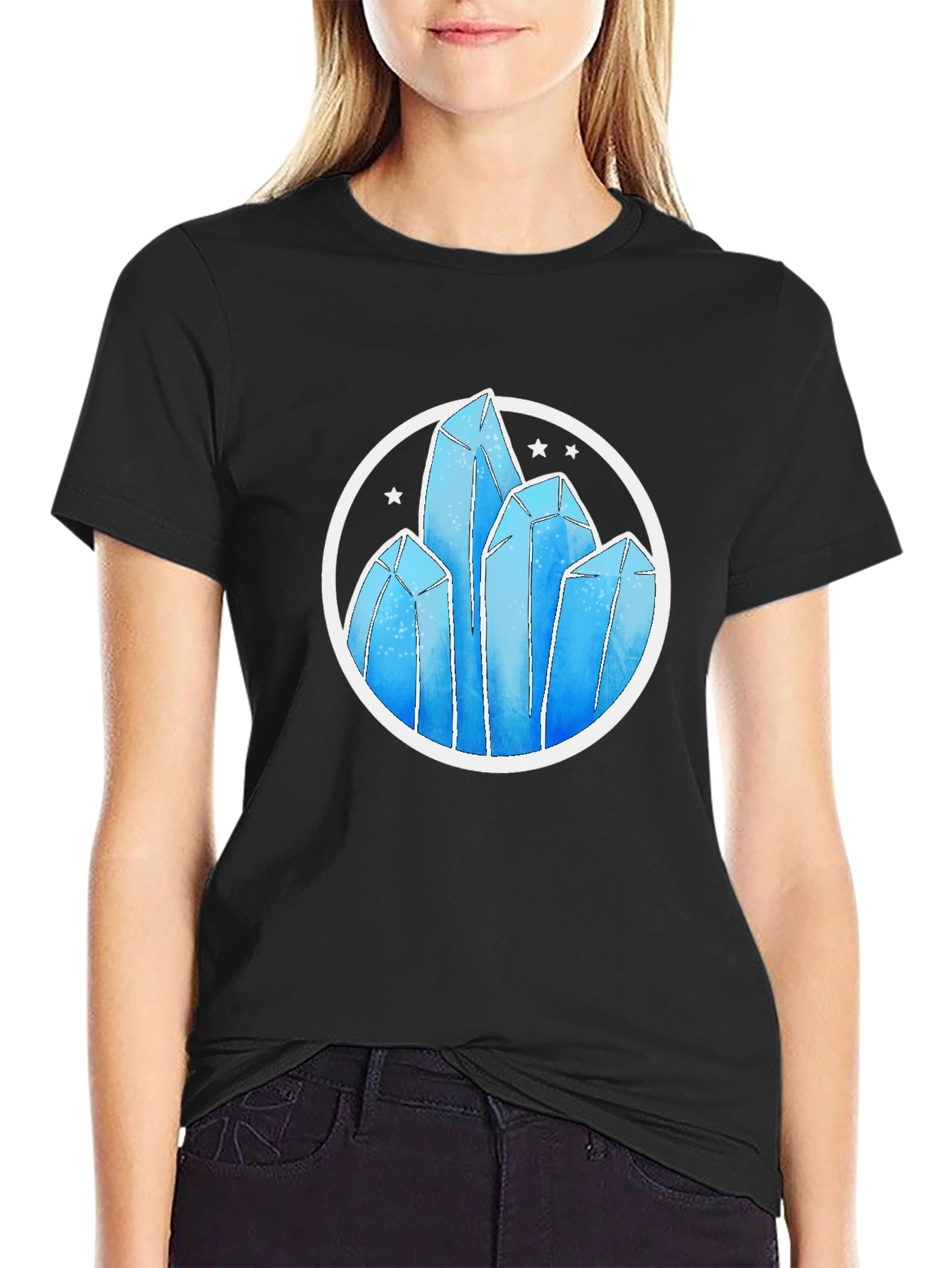 Black Crystal Formation Graphic Tee - Modern Design view 2