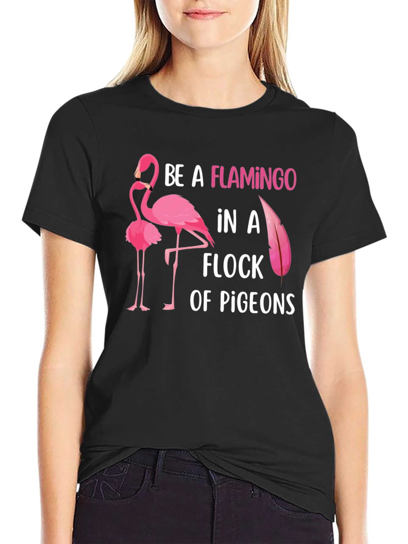 Black Be a Flamingo Graphic T-Shirt view 2