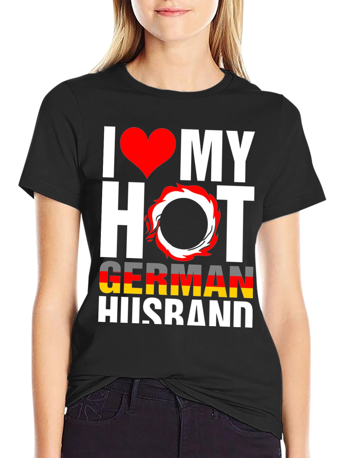 Black I Love My Hot German Husband Graphic Tee view 2