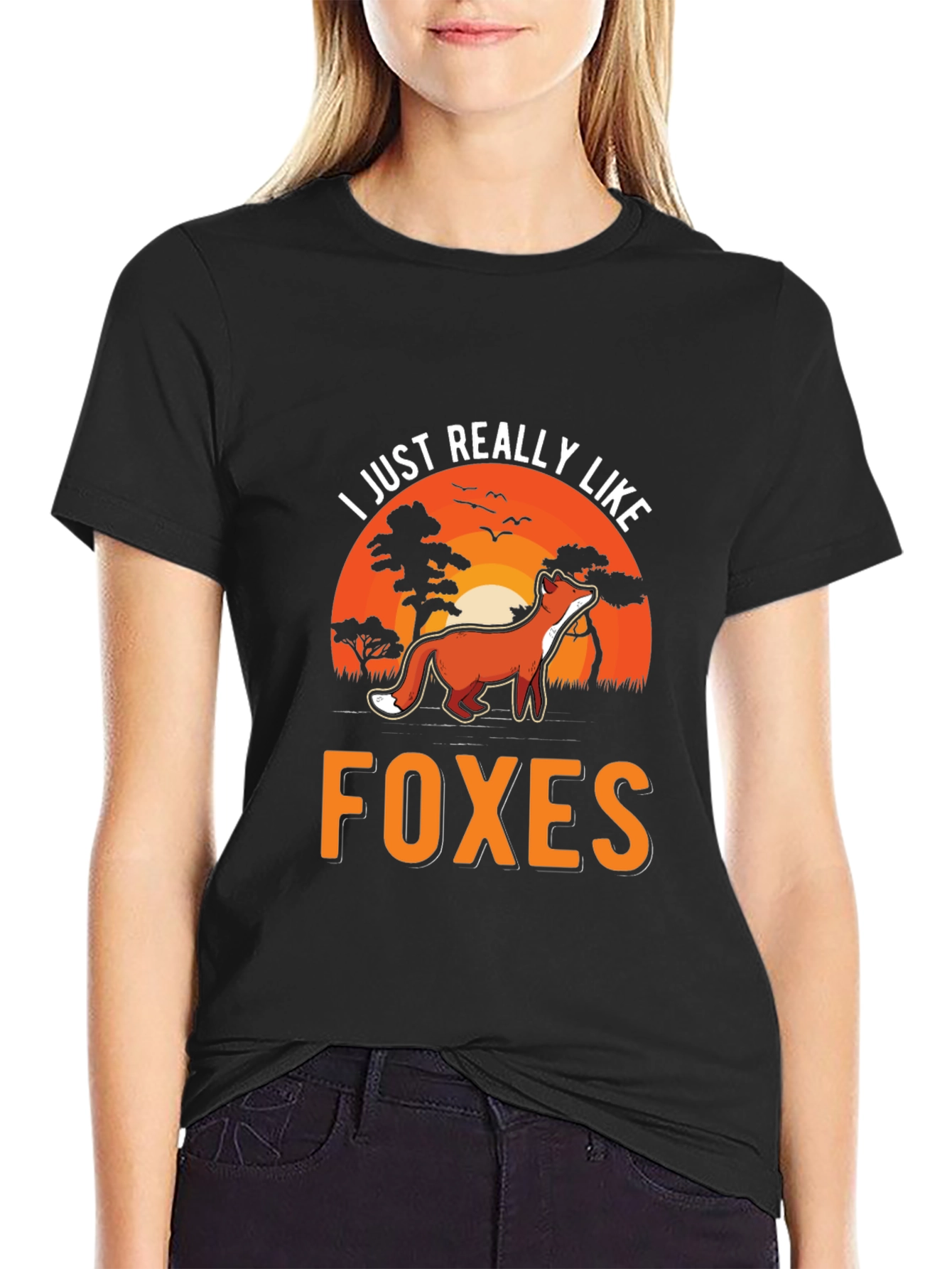 Black I Just Really Like Foxes Graphic Tee view 2