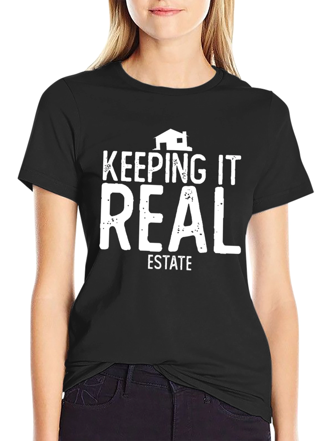 Black Keeping It Real Estate T-Shirt Black Graphic Tee view 2