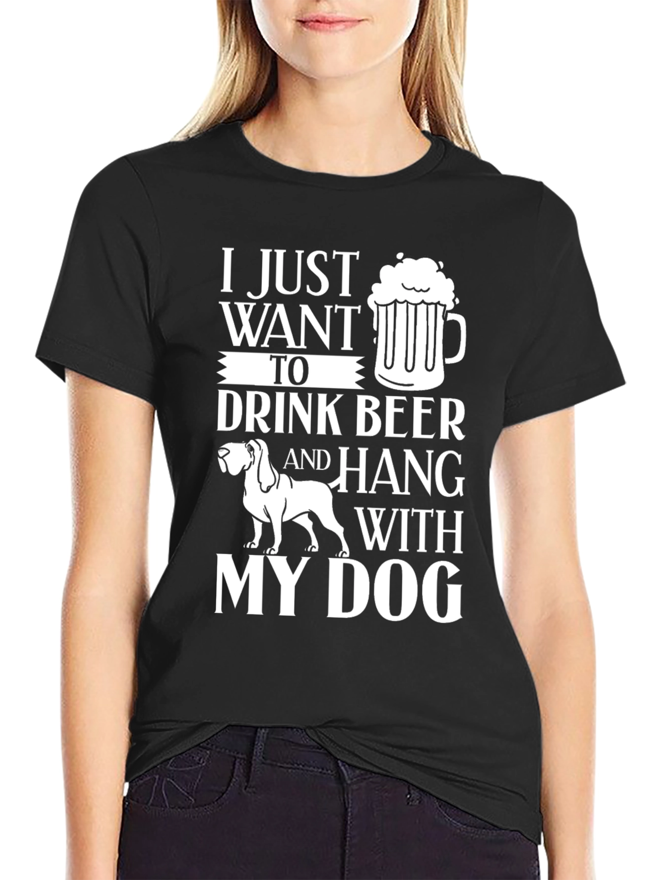 Black Drink Beer and Hang with Dog T-Shirt view 2