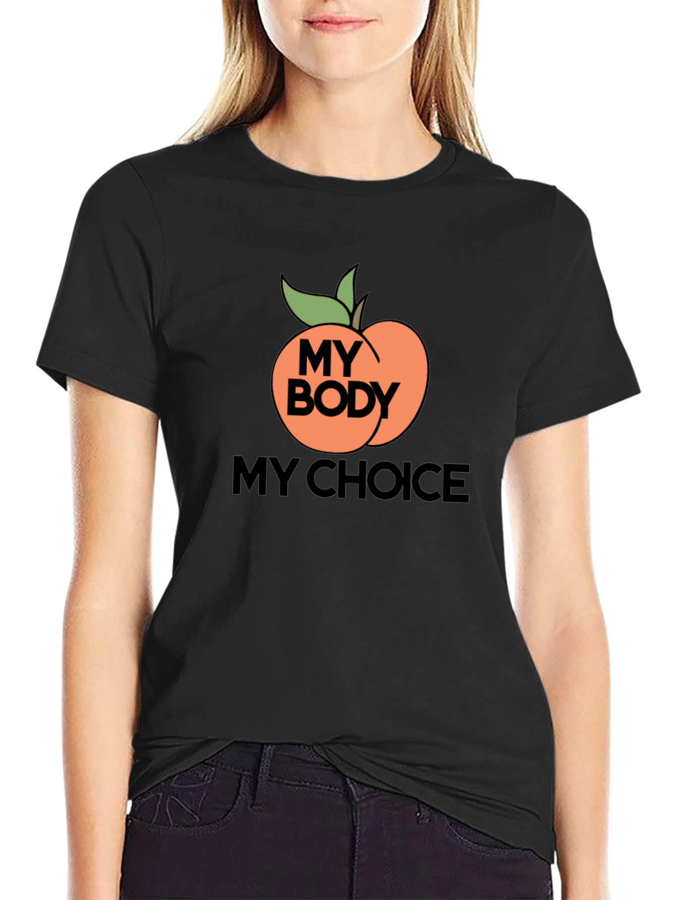 Black My Body My Choice Peach Graphic Tee view 2
