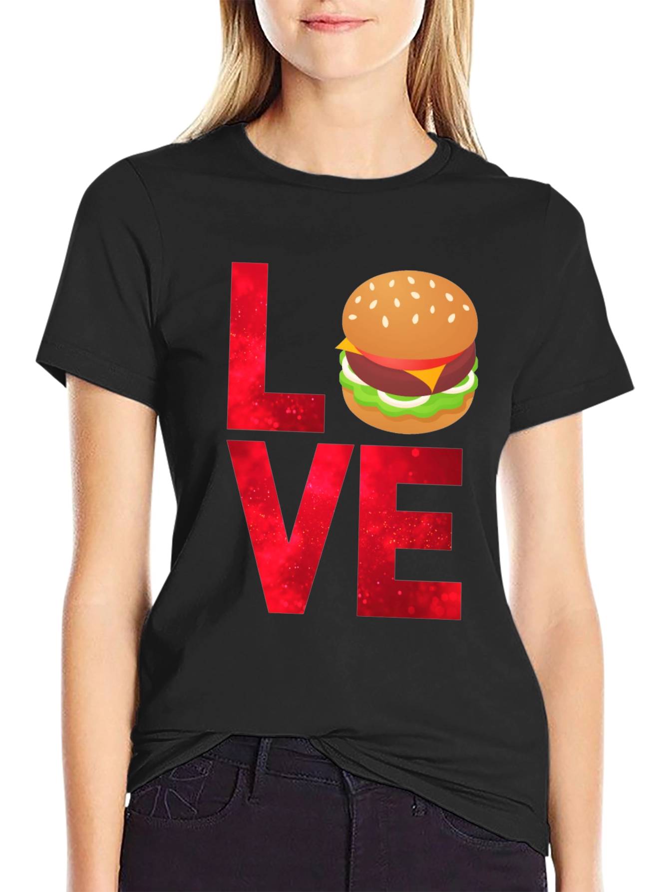Black Love Burger T-Shirt - Foodie Tee view 2