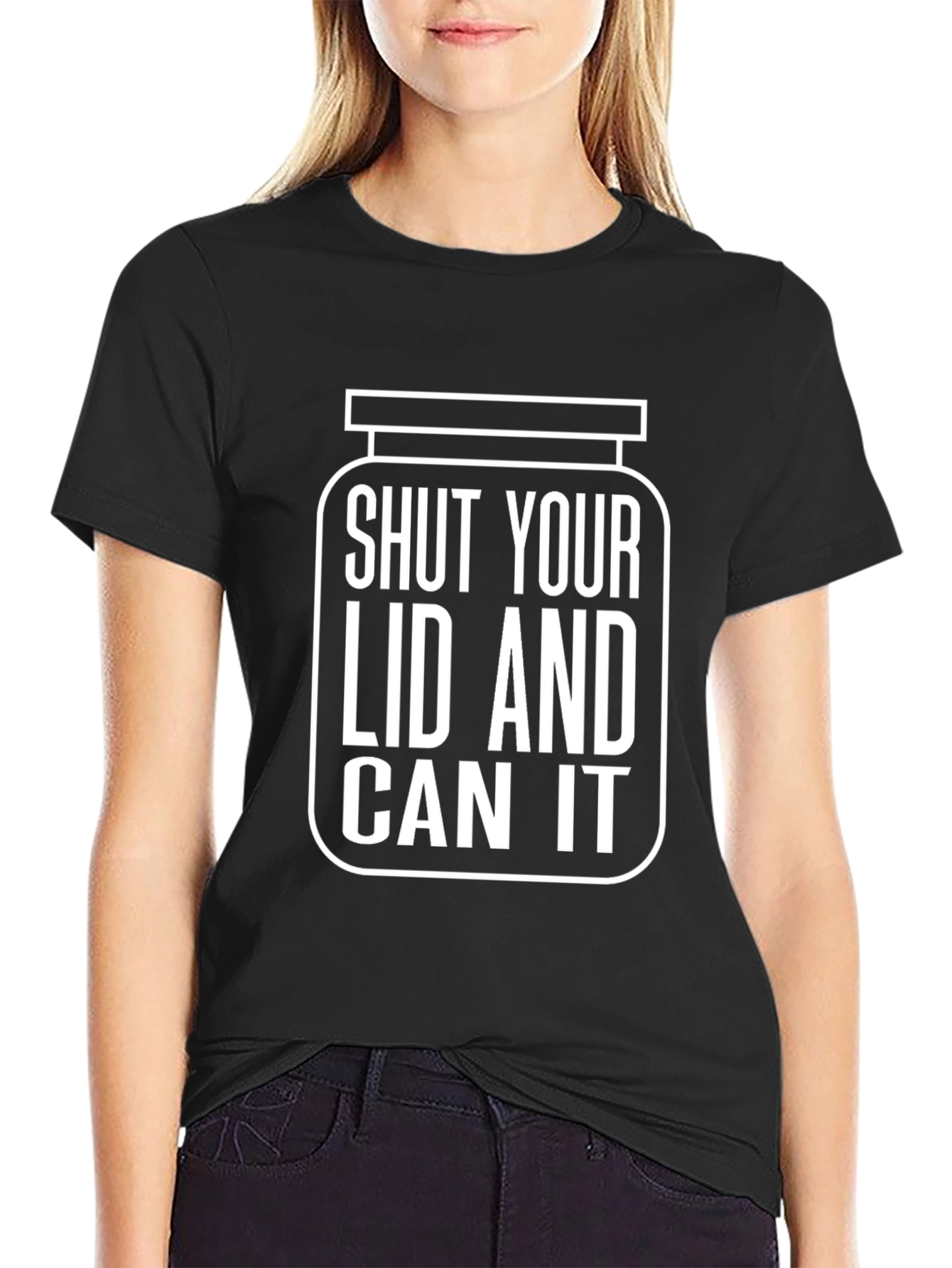 Black Shut Your Lid and Can It Humor T-Shirt view 2
