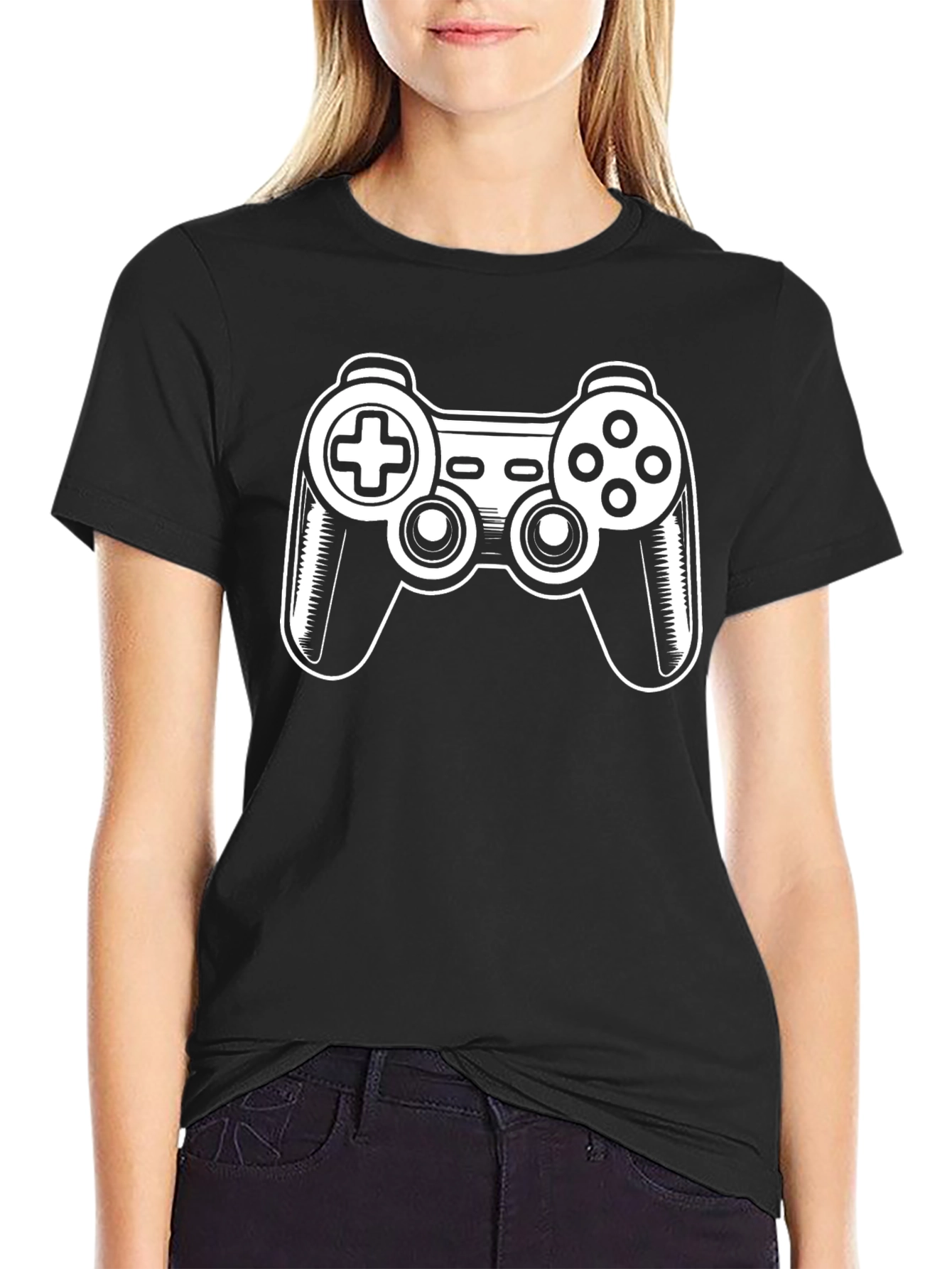 Black Gaming Controller Graphic Tee - Black T-Shirt view 2