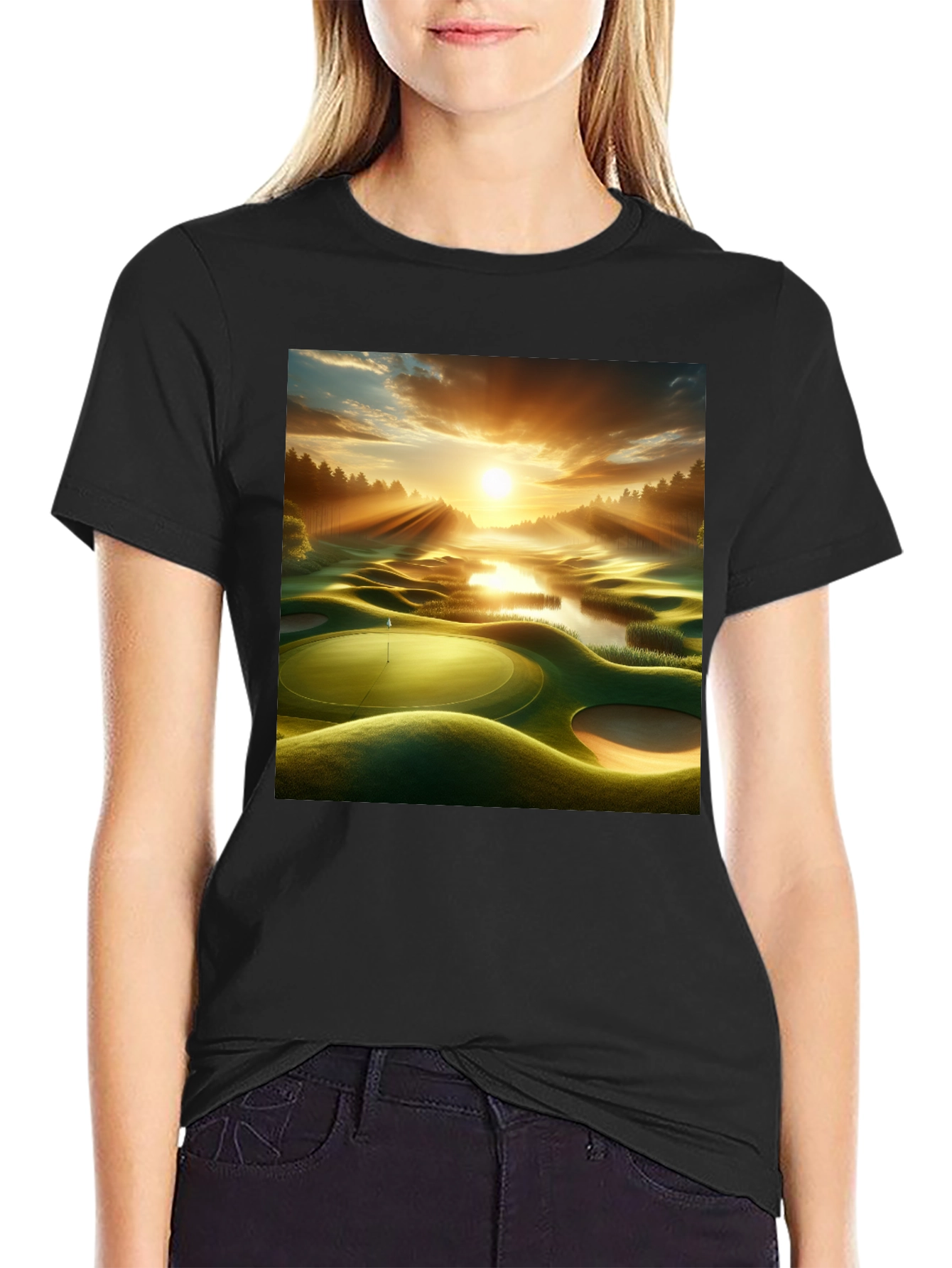 Black Scenic Golf Course T-Shirt view 2