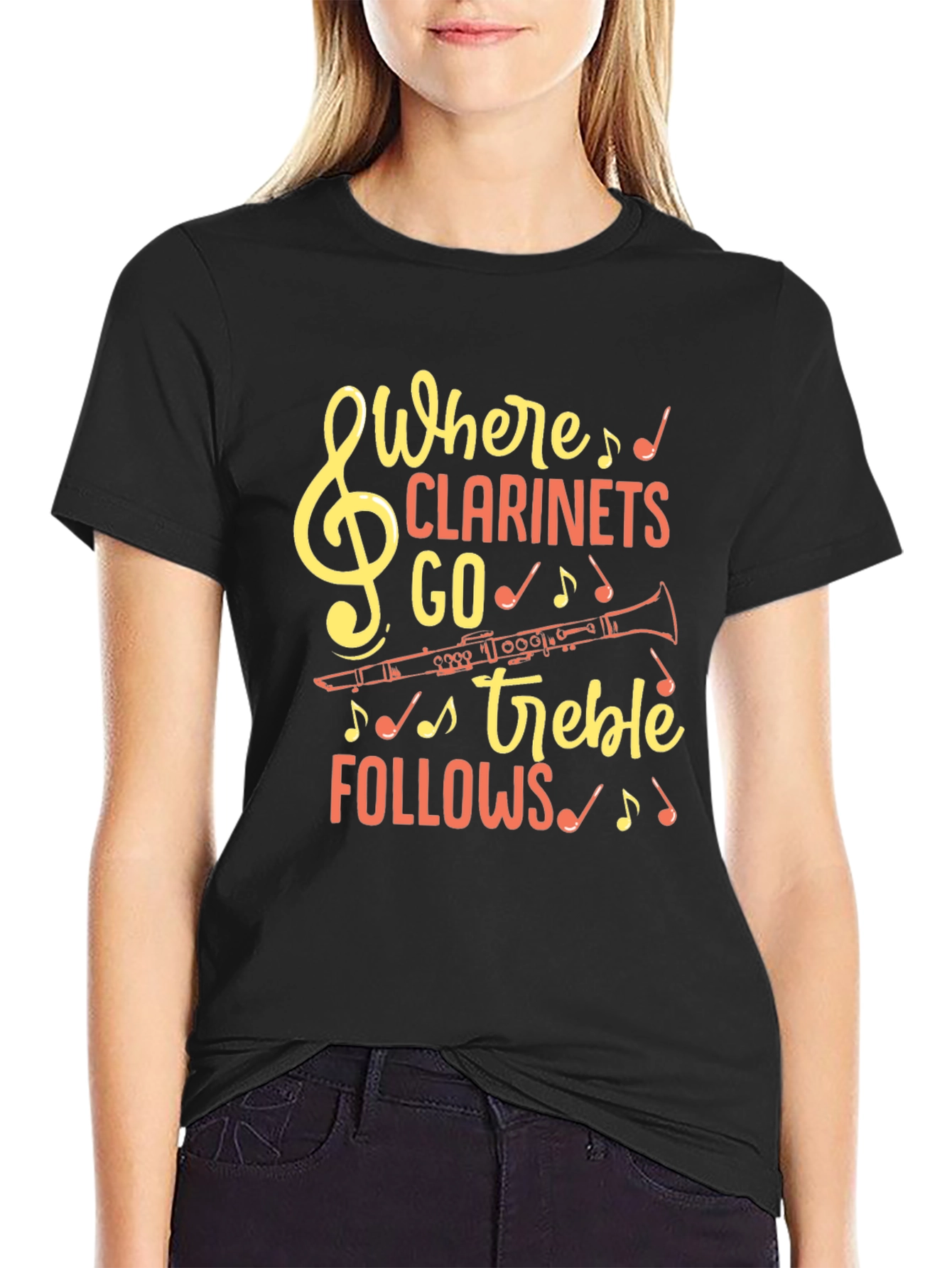 Black Where Clarinets Go Treble Follows T-Shirt view 2