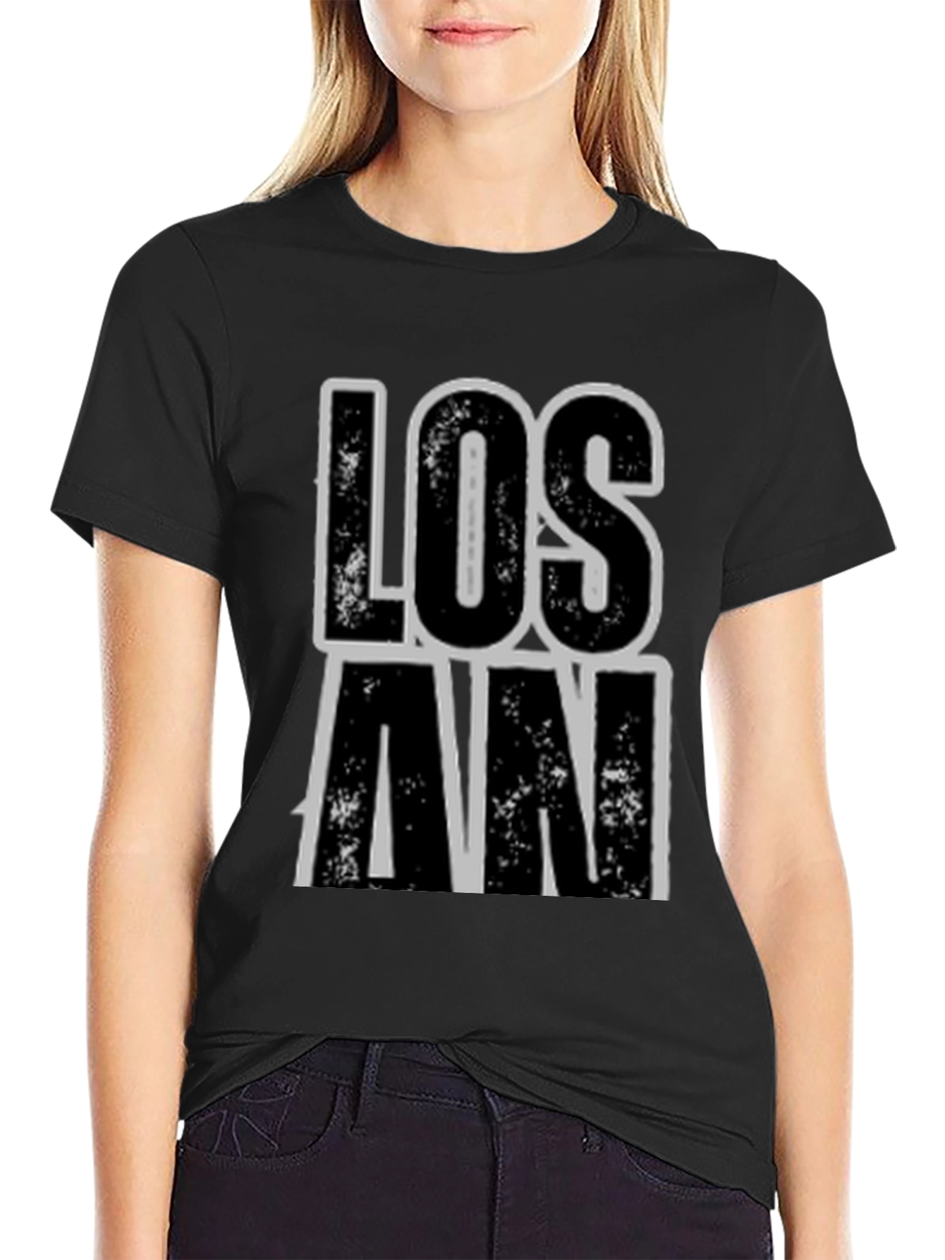 Black "Los An" Graphic Print Black T-Shirt view 2