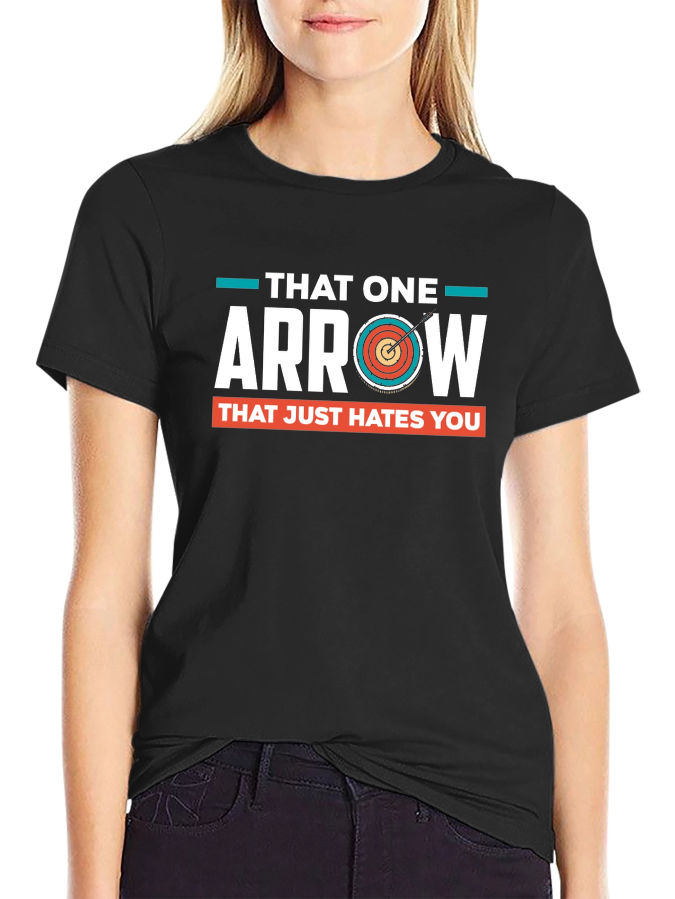 Black Funny Archery Arrow T-Shirt - Hates You view 2
