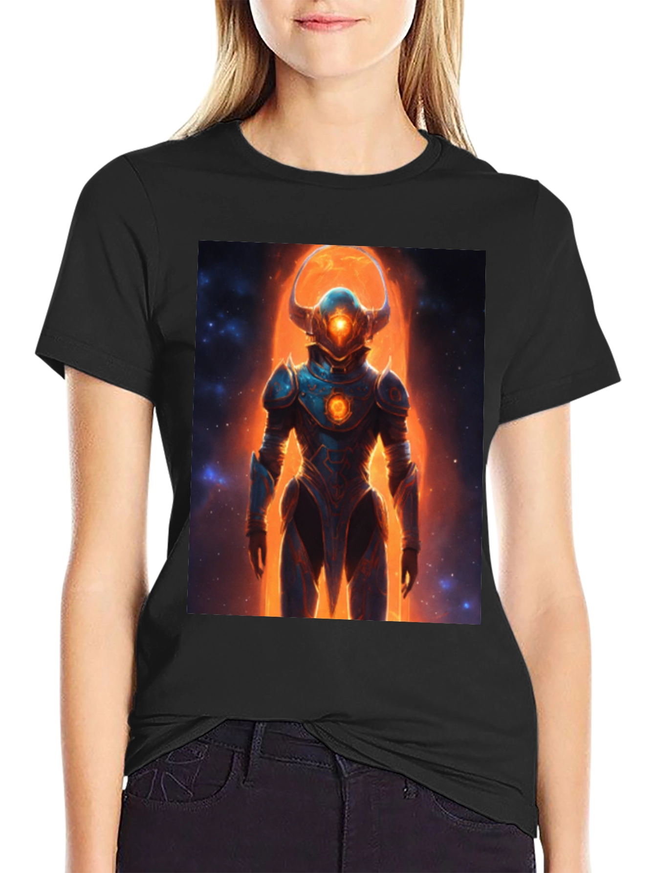Black Sci-Fi Warrior Graphic Tee - Men's Black T-Shirt view 2