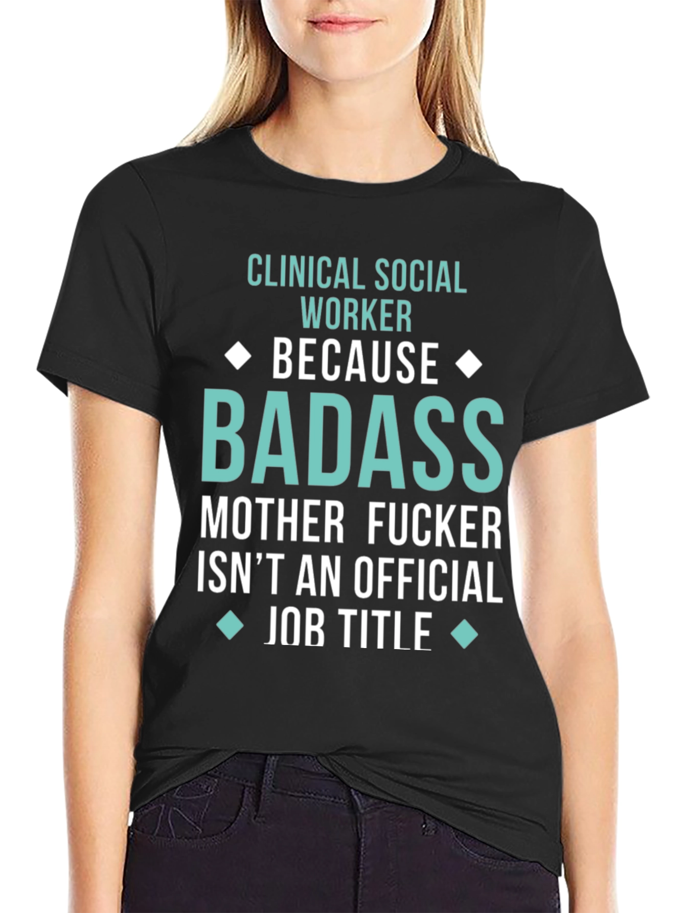 Black Clinical Social Worker Badass Graphic Tee view 2