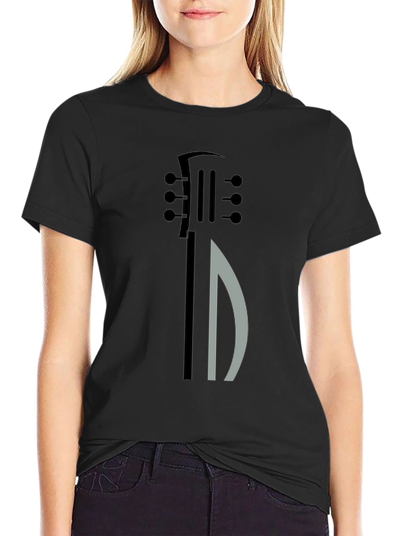 Black Guitar Graphic Tee - Modern Musical Shirt view 2