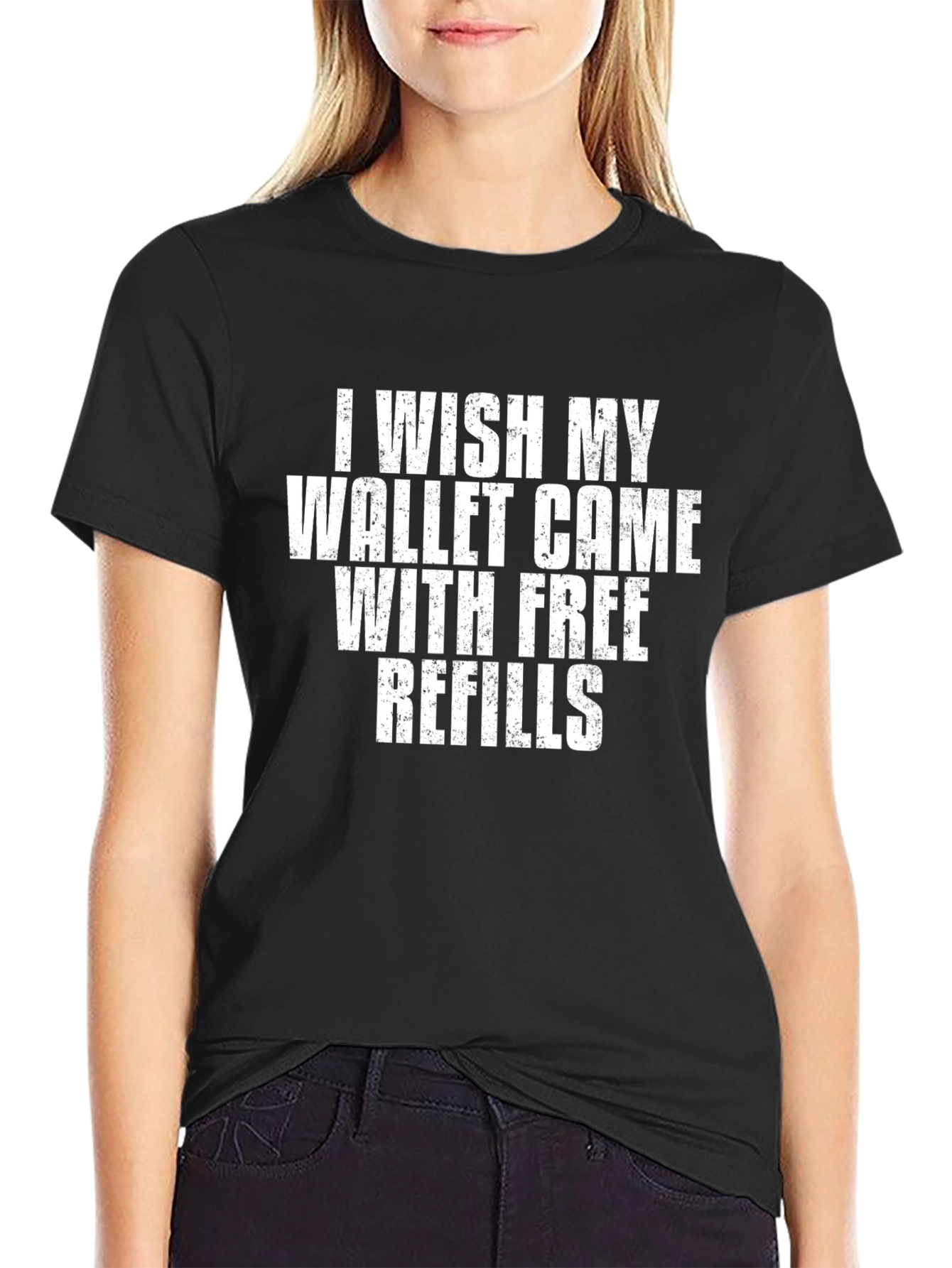 Black Funny Wallet Refills Graphic T-Shirt view 2