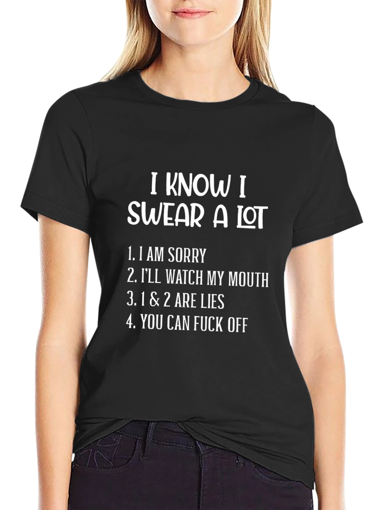 Black I Know I Swear a Lot T-Shirt Funny Sarcastic Tee view 2