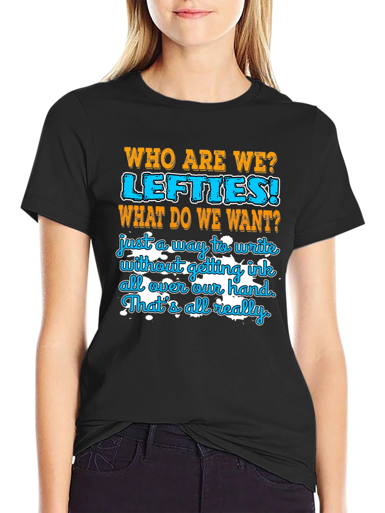 Black Lefty Pride T-Shirt - Funny Left-Handed Gift view 2