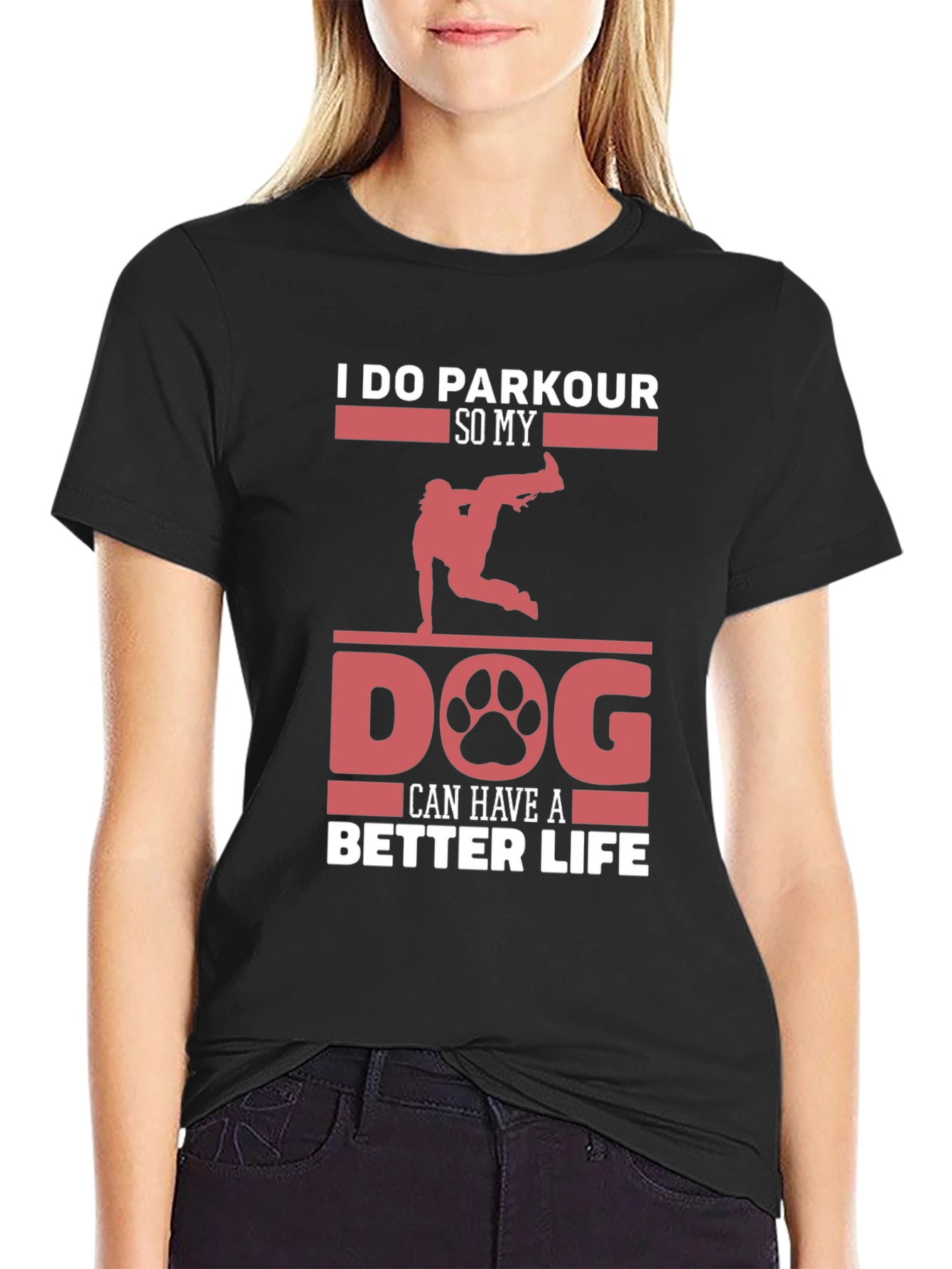 Black Parkour Dog Lover T-Shirt - Better Life Tee view 2