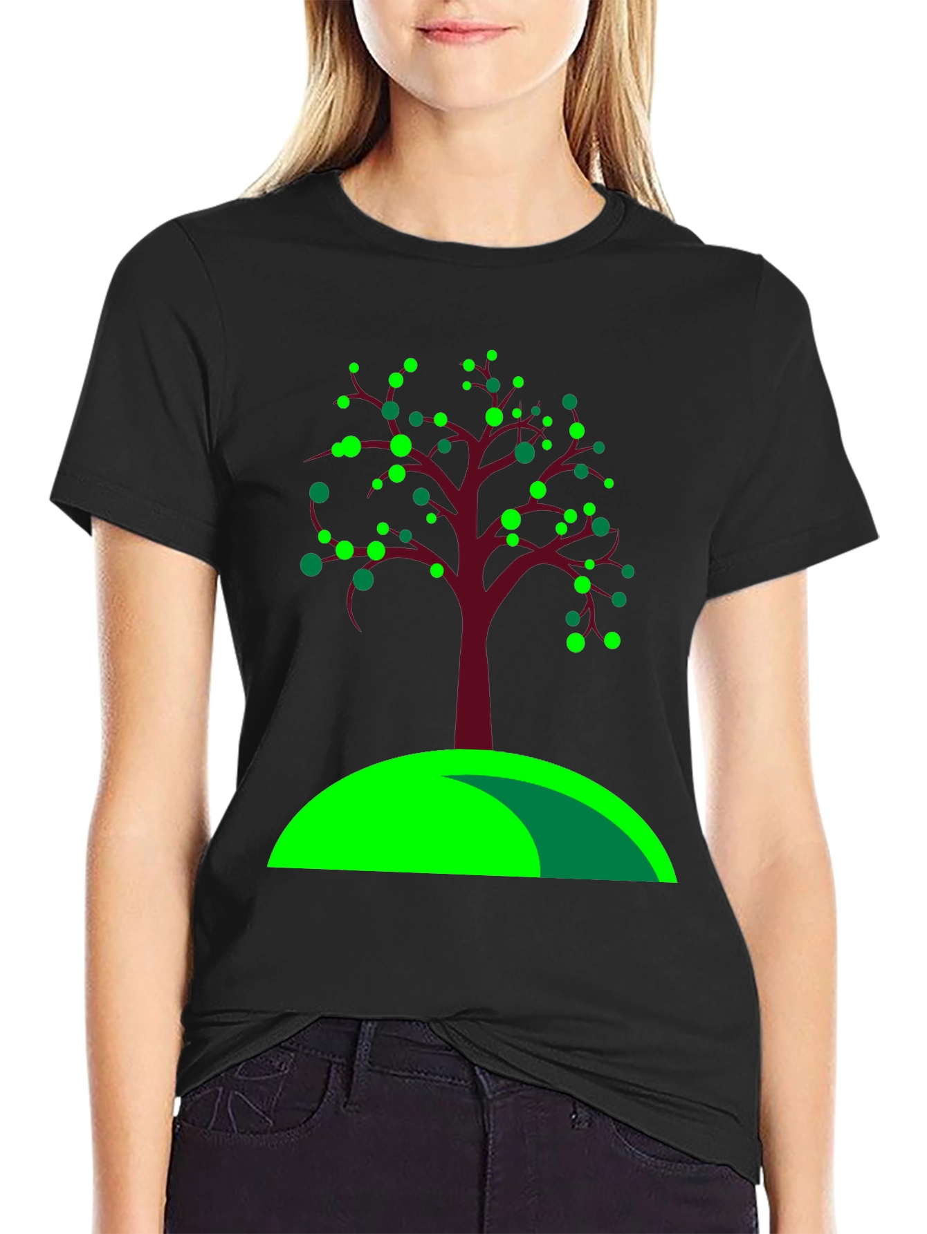 Black Nature Inspired Tree Graphic Tee view 2