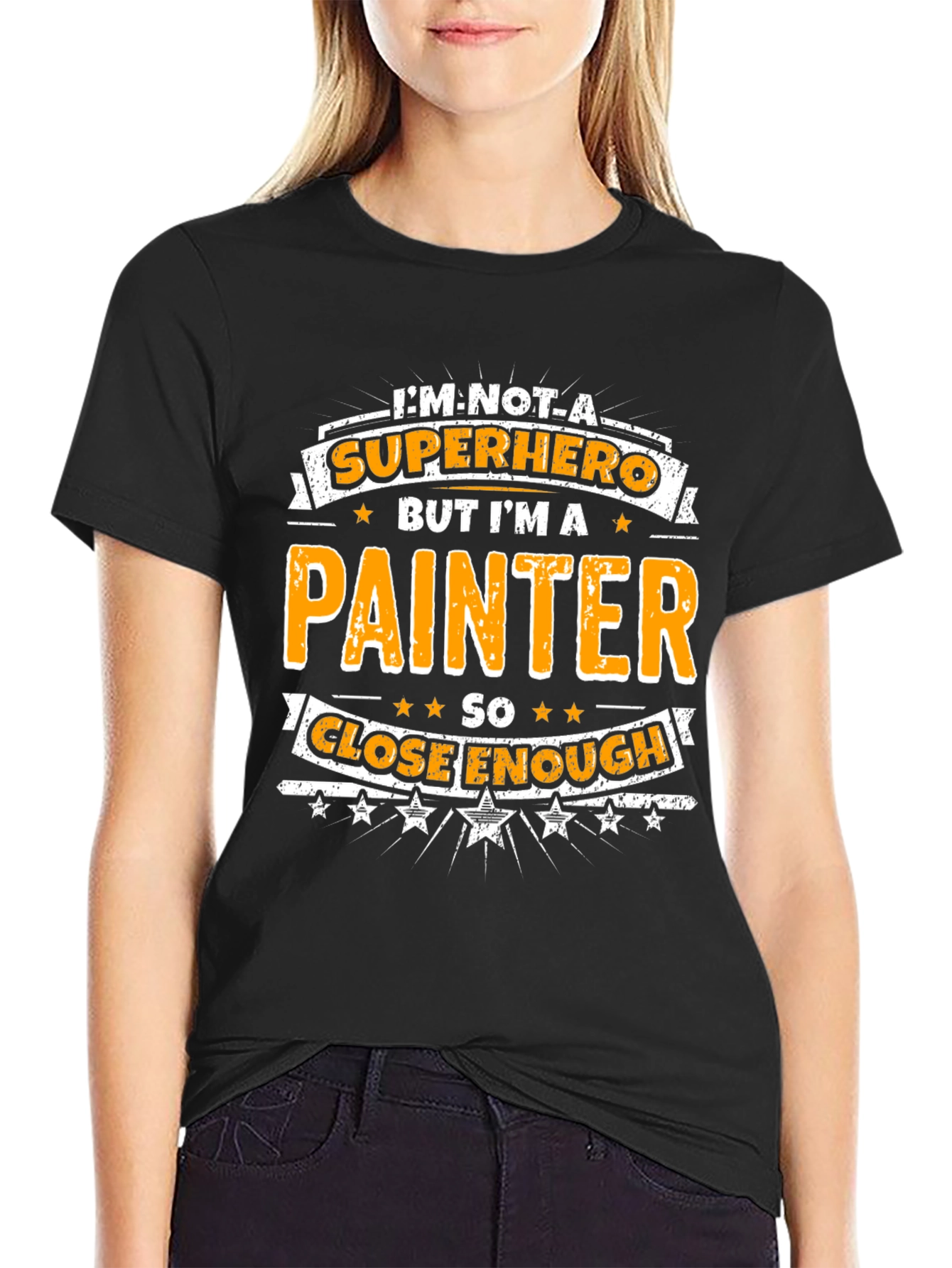 Black Painter Superhero Graphic T-Shirt - Funny Novelty Tee view 2