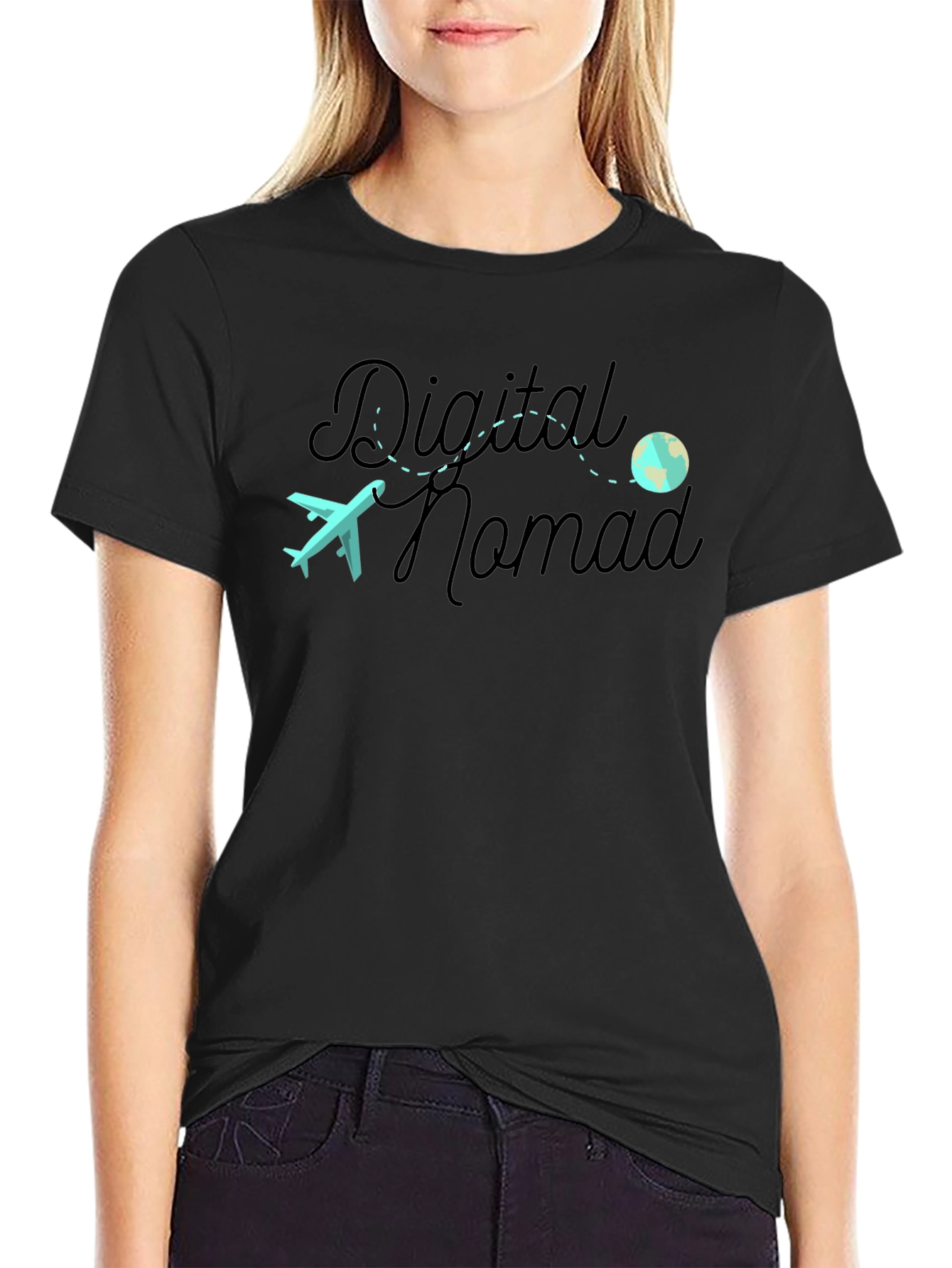 Black Digital Nomad T-Shirt - Travel the World in Style view 2