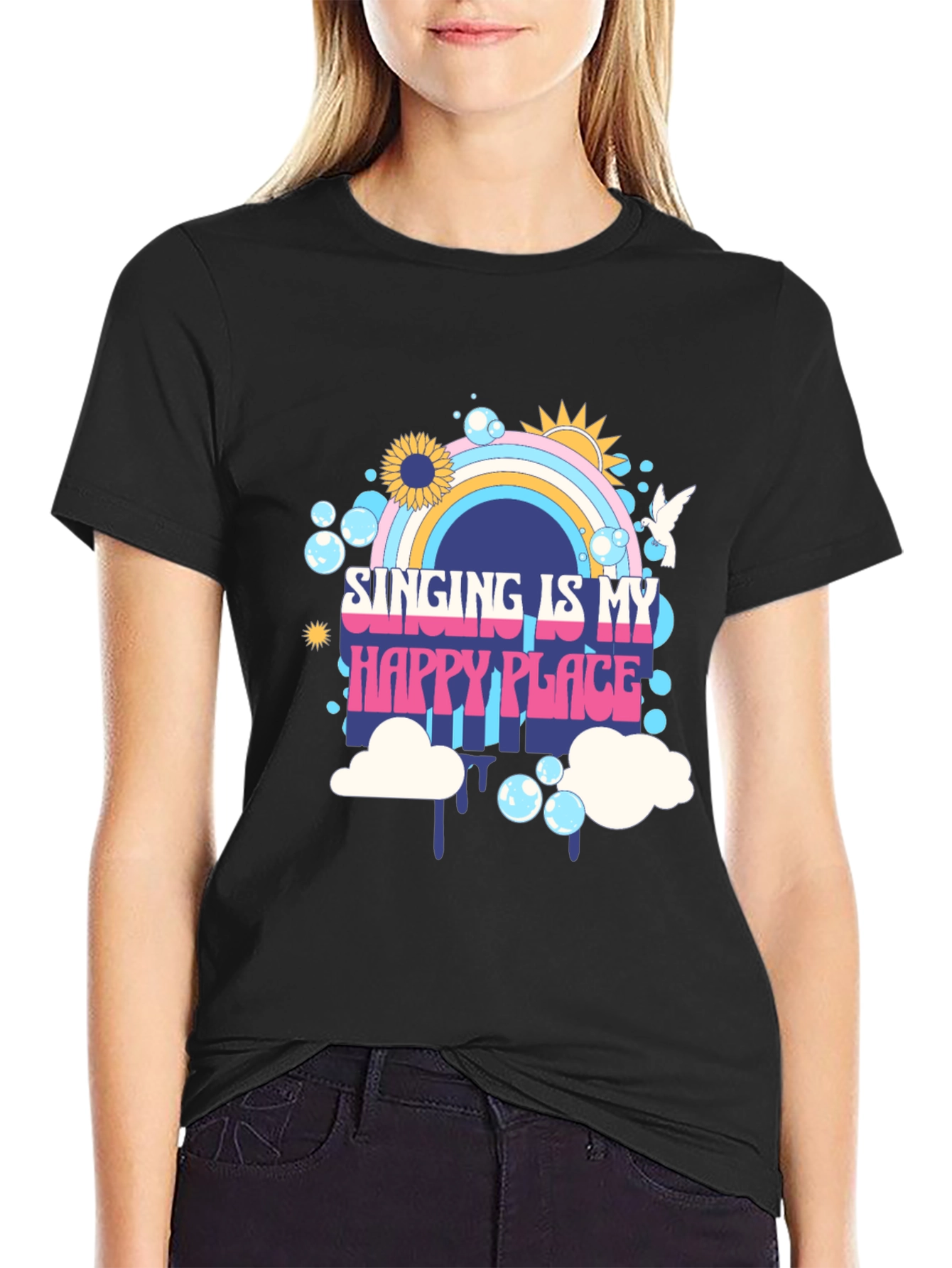 Black Singing Is My Happy Place Graphic Tee view 2