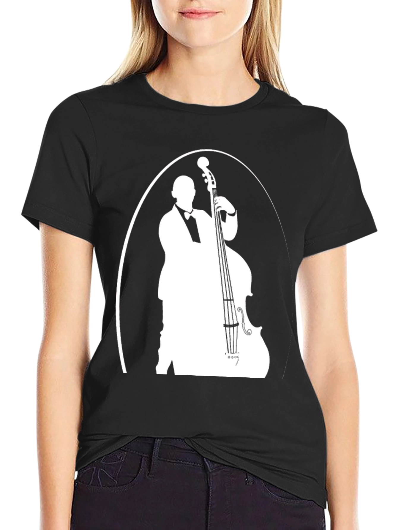 Black Bass Player Graphic T-Shirt - Cool Music Tee view 2