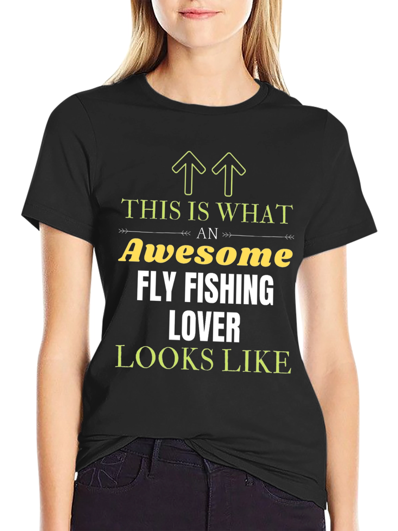 Black Awesome Fly Fishing Lover T-Shirt view 2