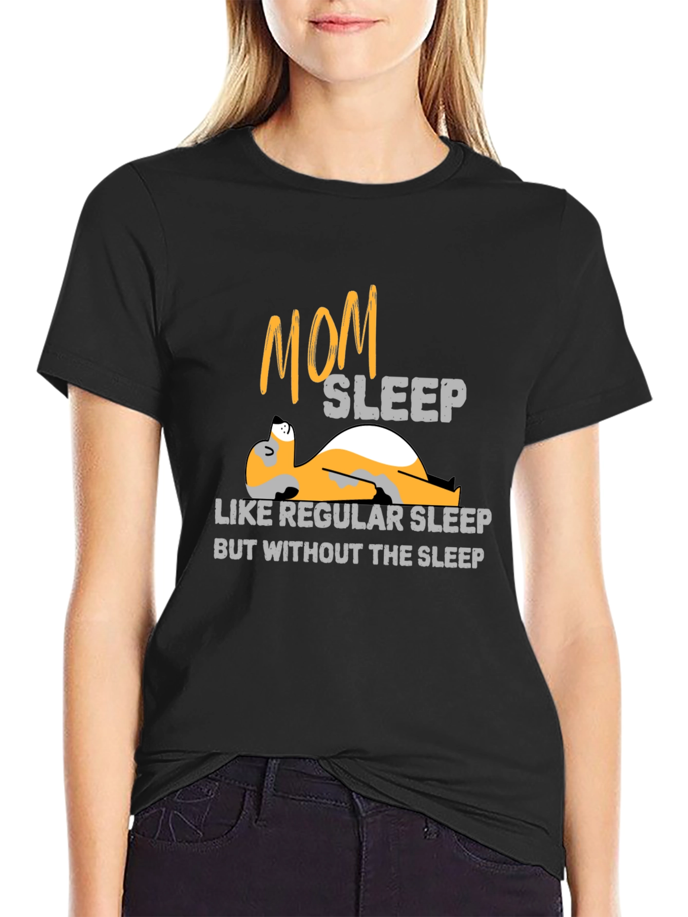 Black Mom Sleep T-Shirt - Regular Sleep Without the Sleep view 2