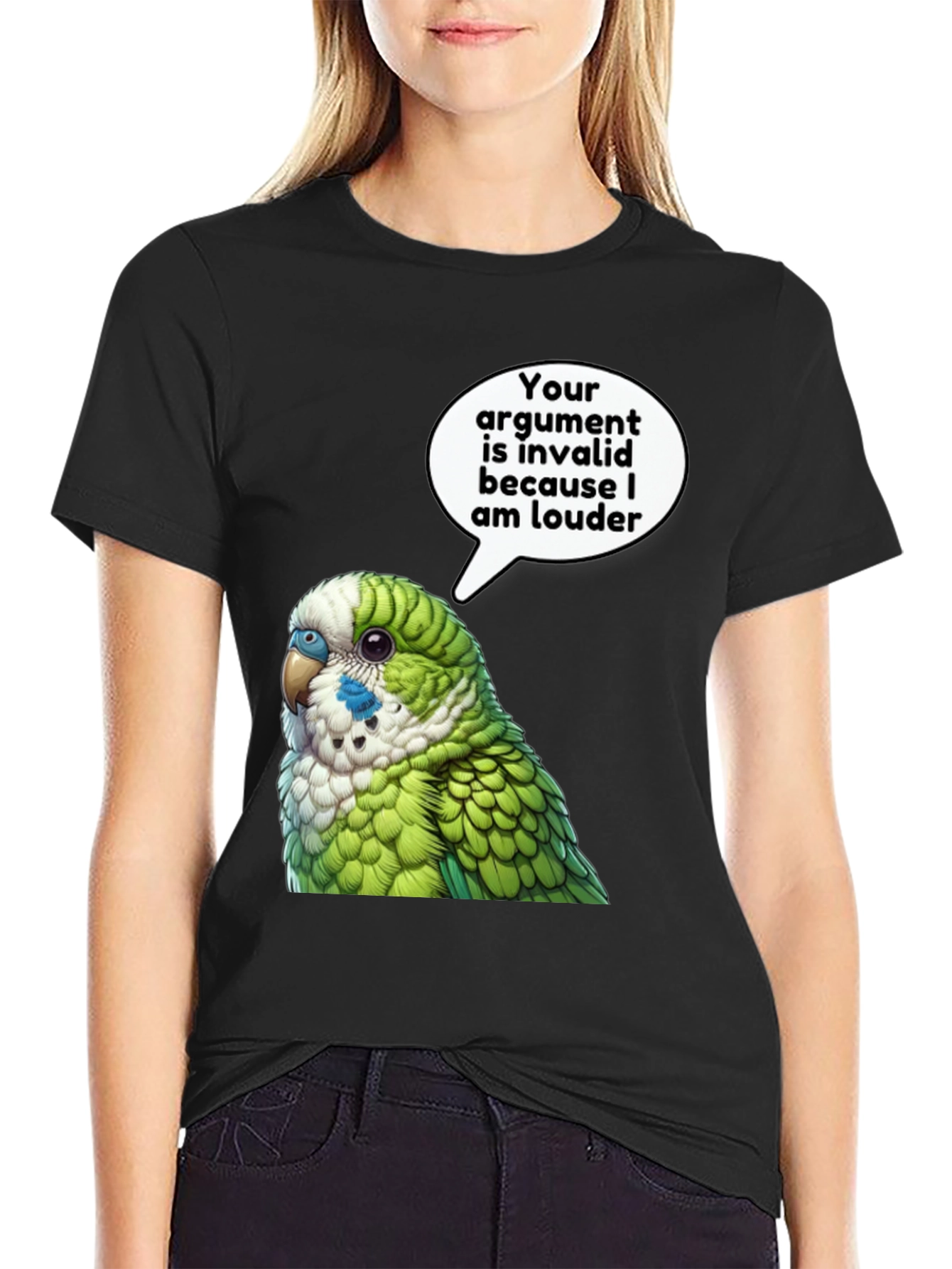 Black Parrot Loud Argument T-Shirt view 2