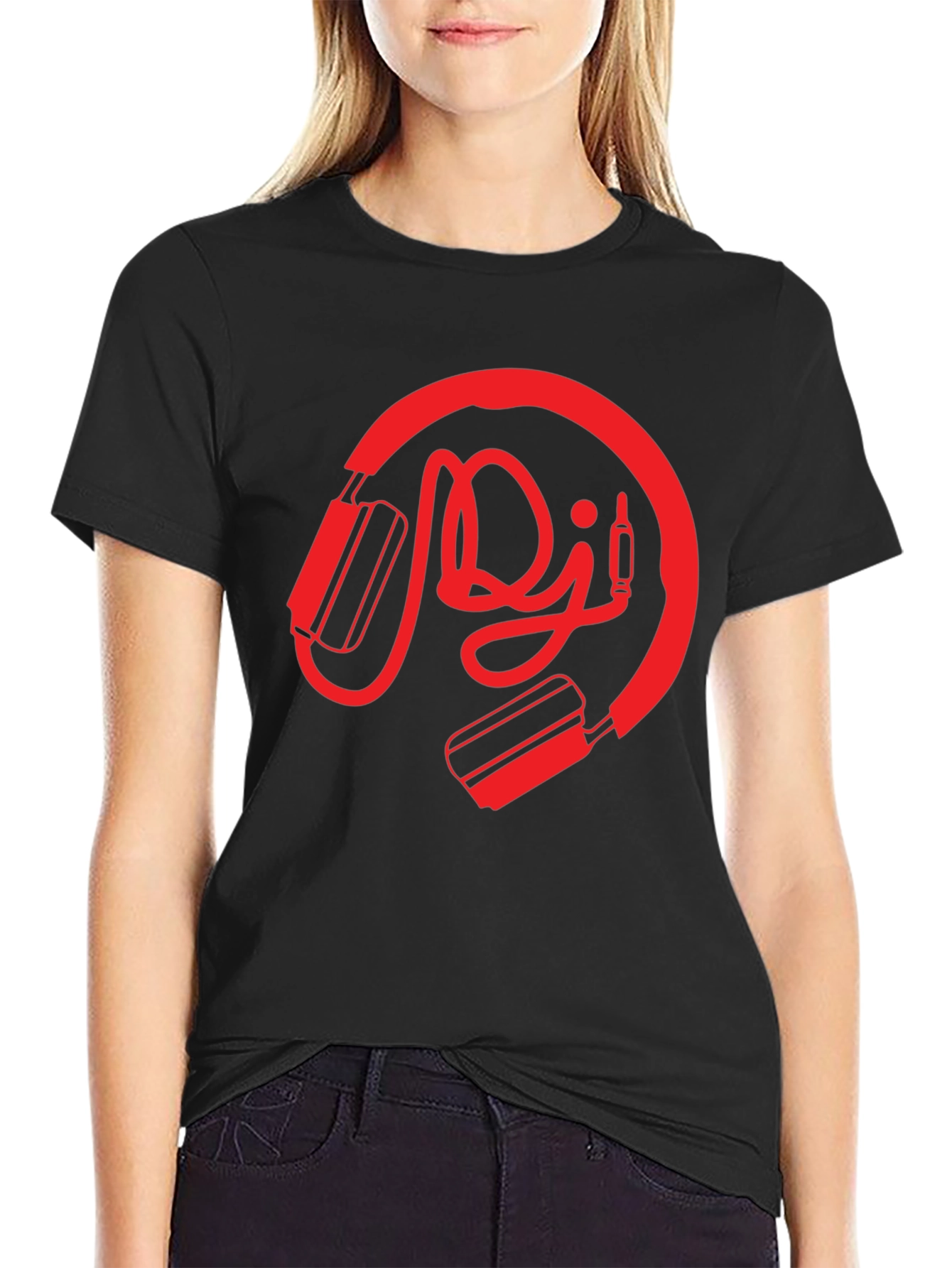 Black DJ Headphones Graphic Tee - Music Lover Shirt view 2
