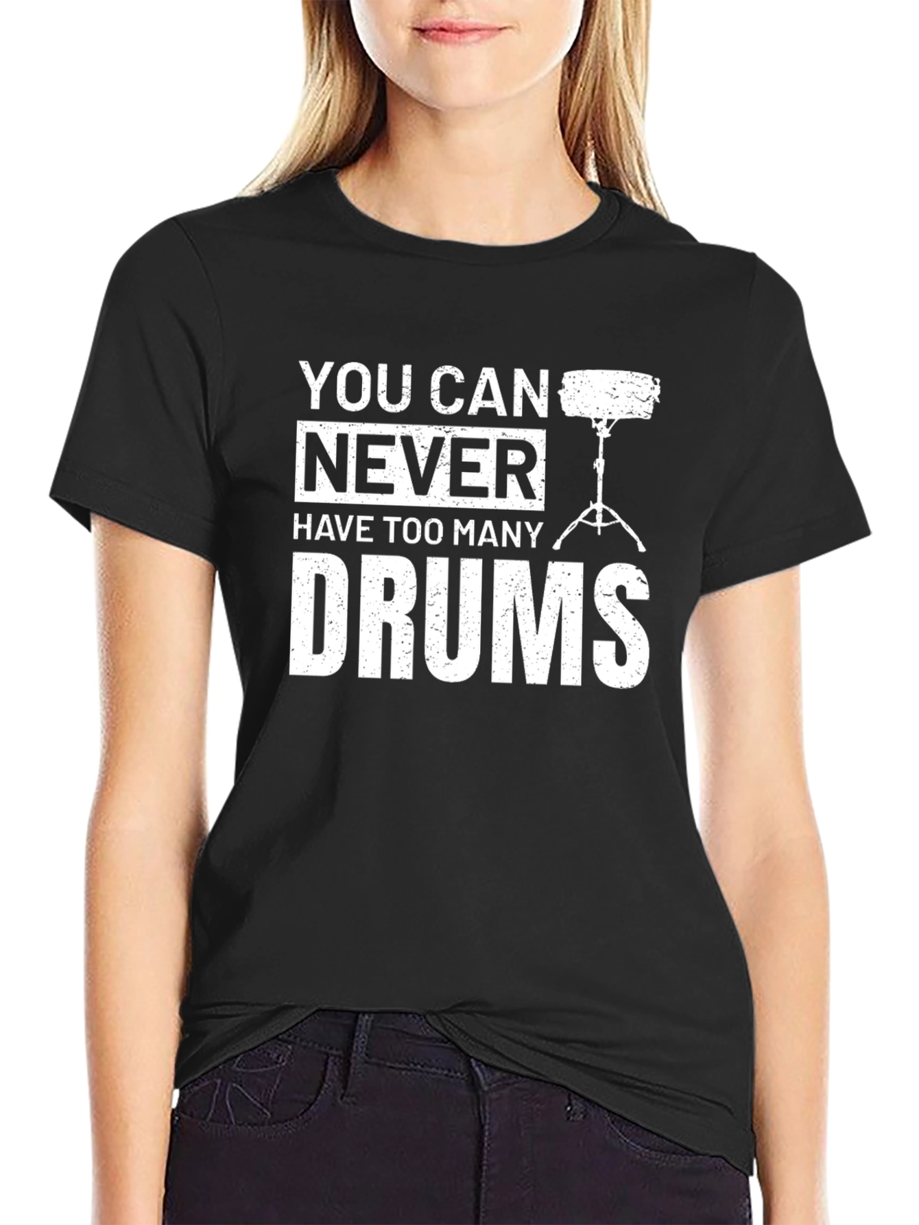 Black Drummer T-Shirt - You Can Never Have Too Many Drums view 2