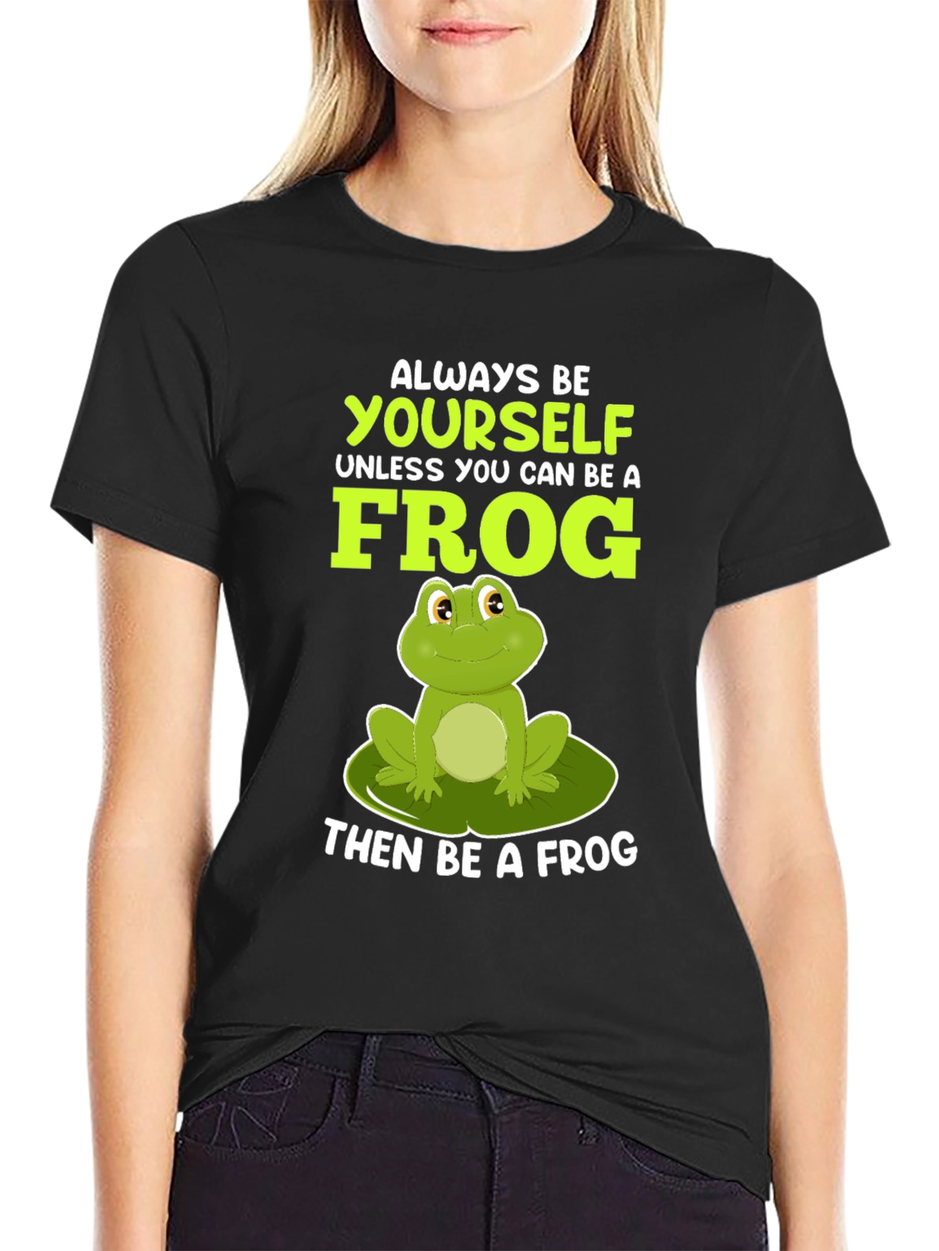 Black Always Be Yourself Unless Frog T-Shirt view 2