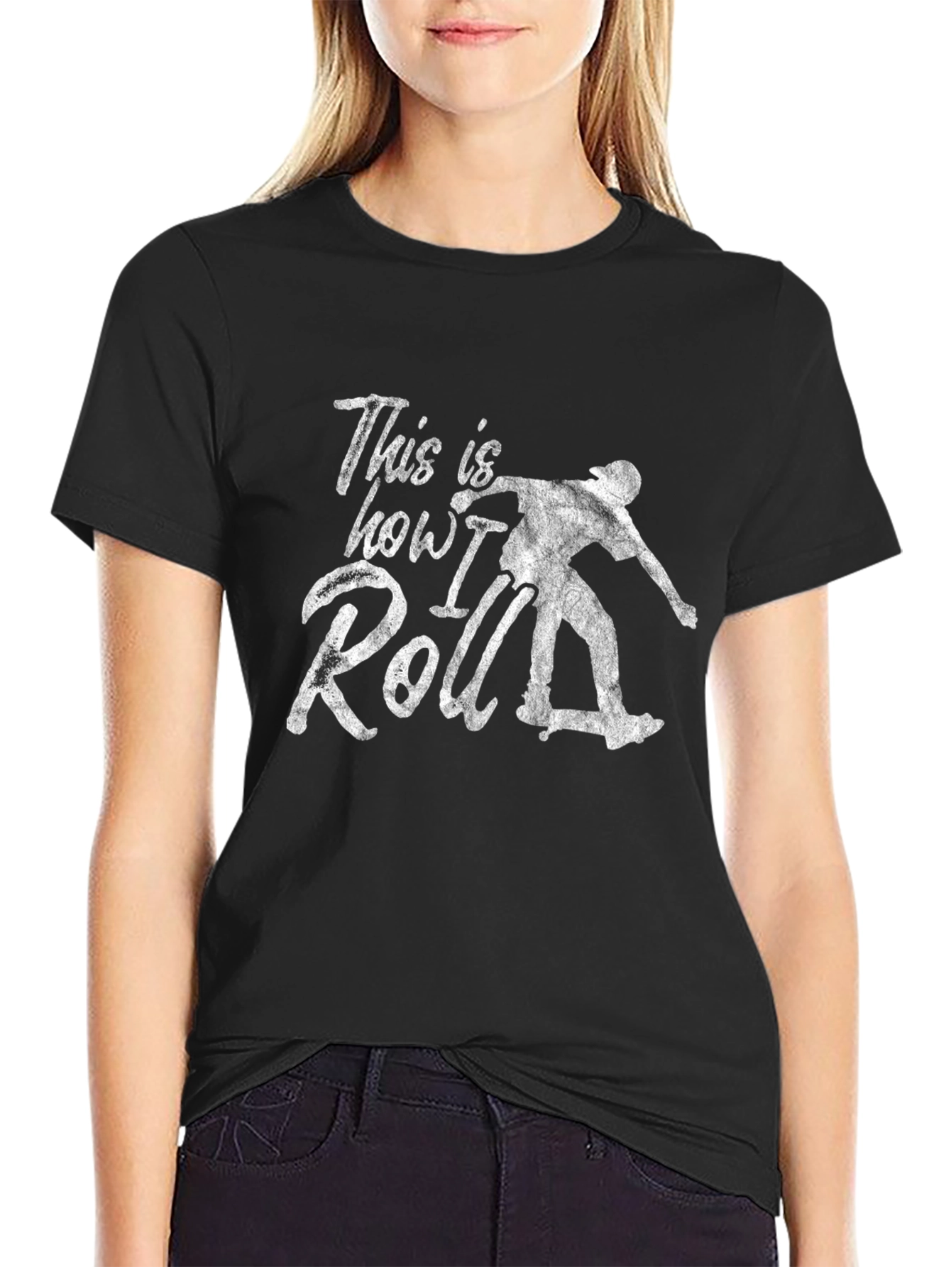 Black This is How I Roll Skateboarder Graphic Tee view 2