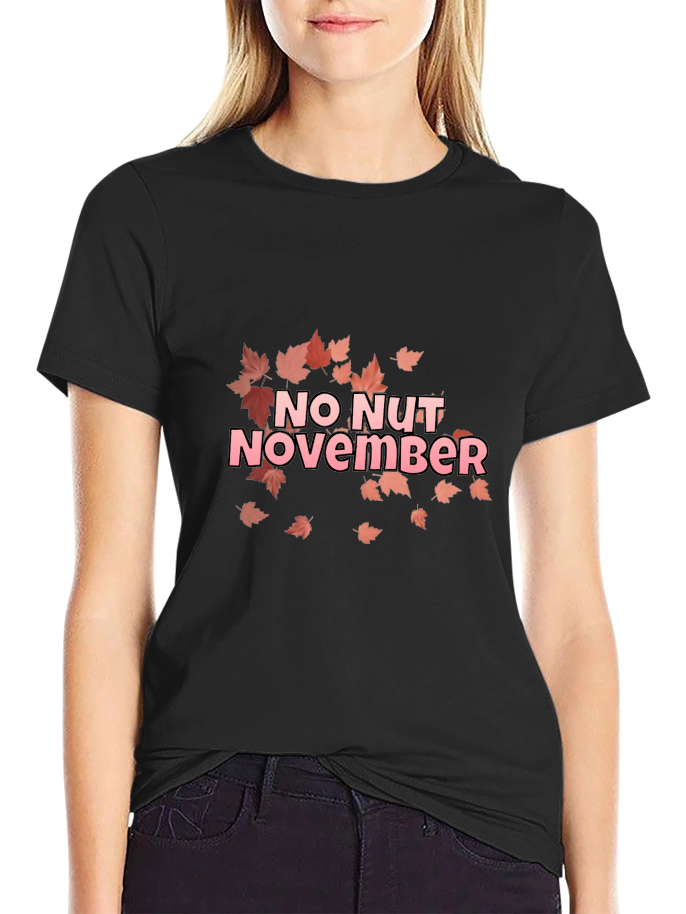 Black No Nut November T-Shirt - Funny Fall Design view 2