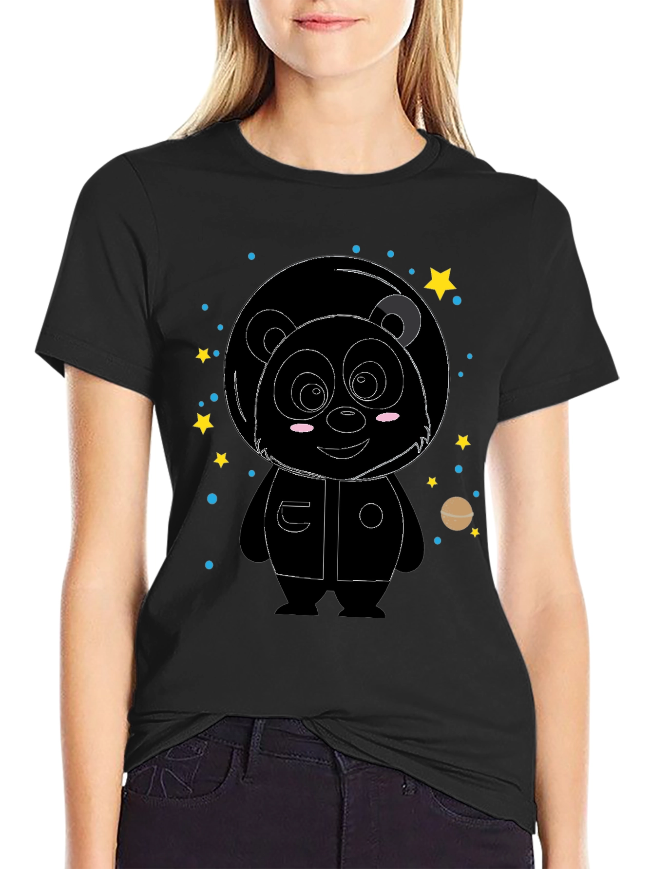 Black Astronaut Panda Graphic Tee - Space Adventure view 2