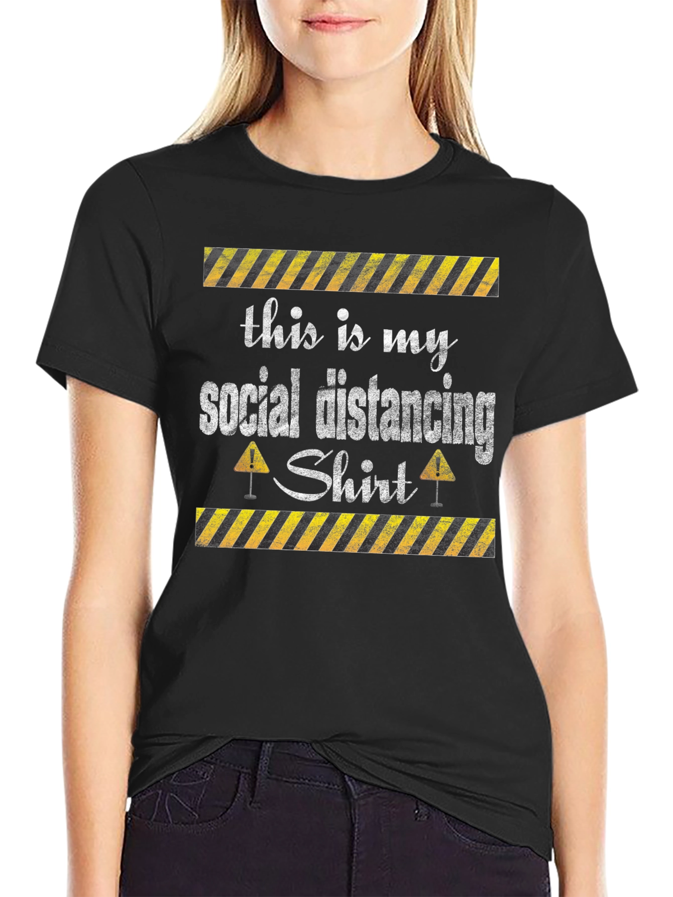 Black Social Distancing Shirt - Funny Novelty Tee view 2