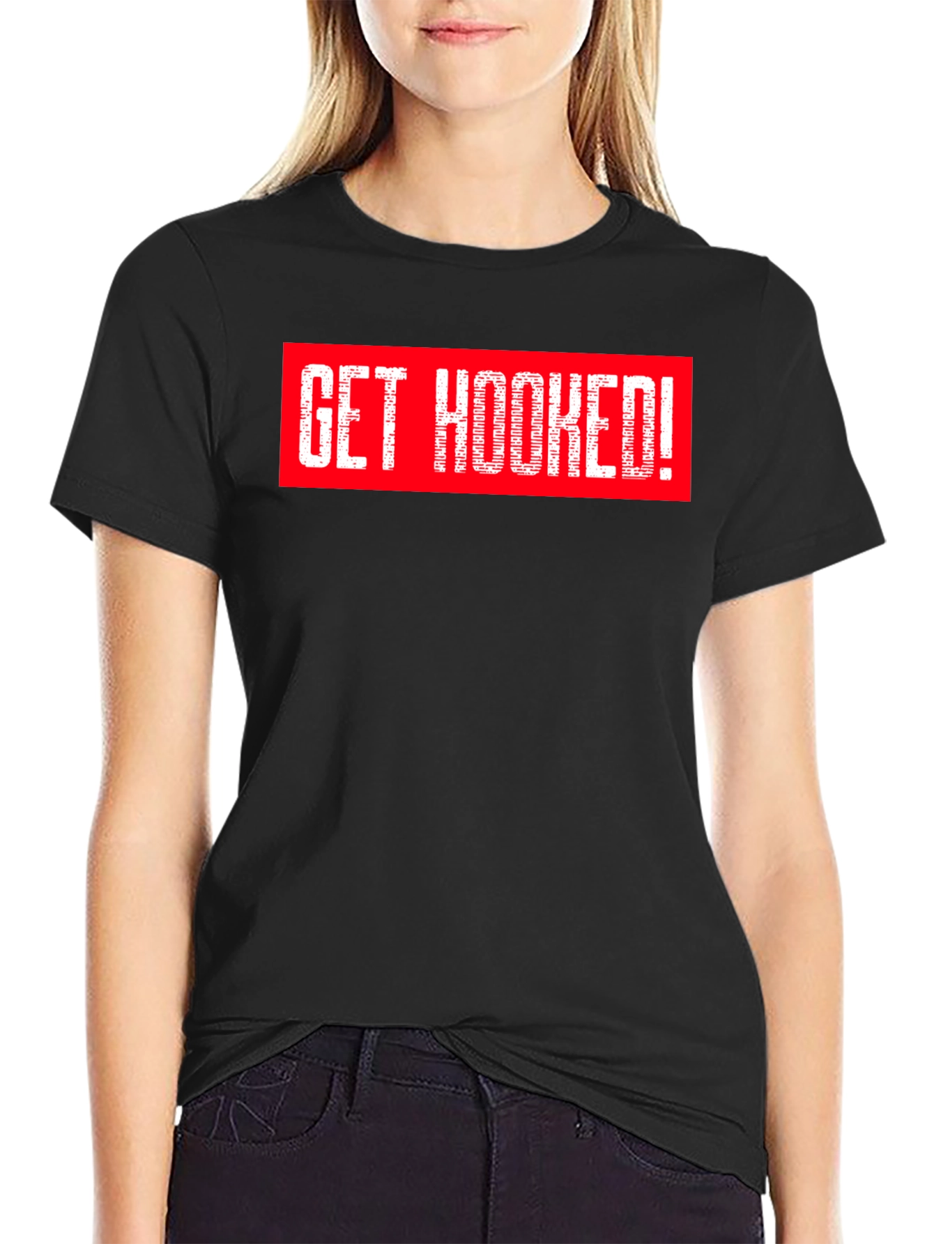 Black Get Hooked! Graphic Tee - Stylish Black T-Shirt view 2