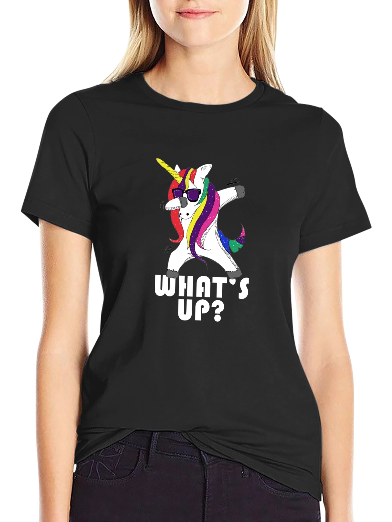Black Dabbing Unicorn T-Shirt - What's Up? view 2