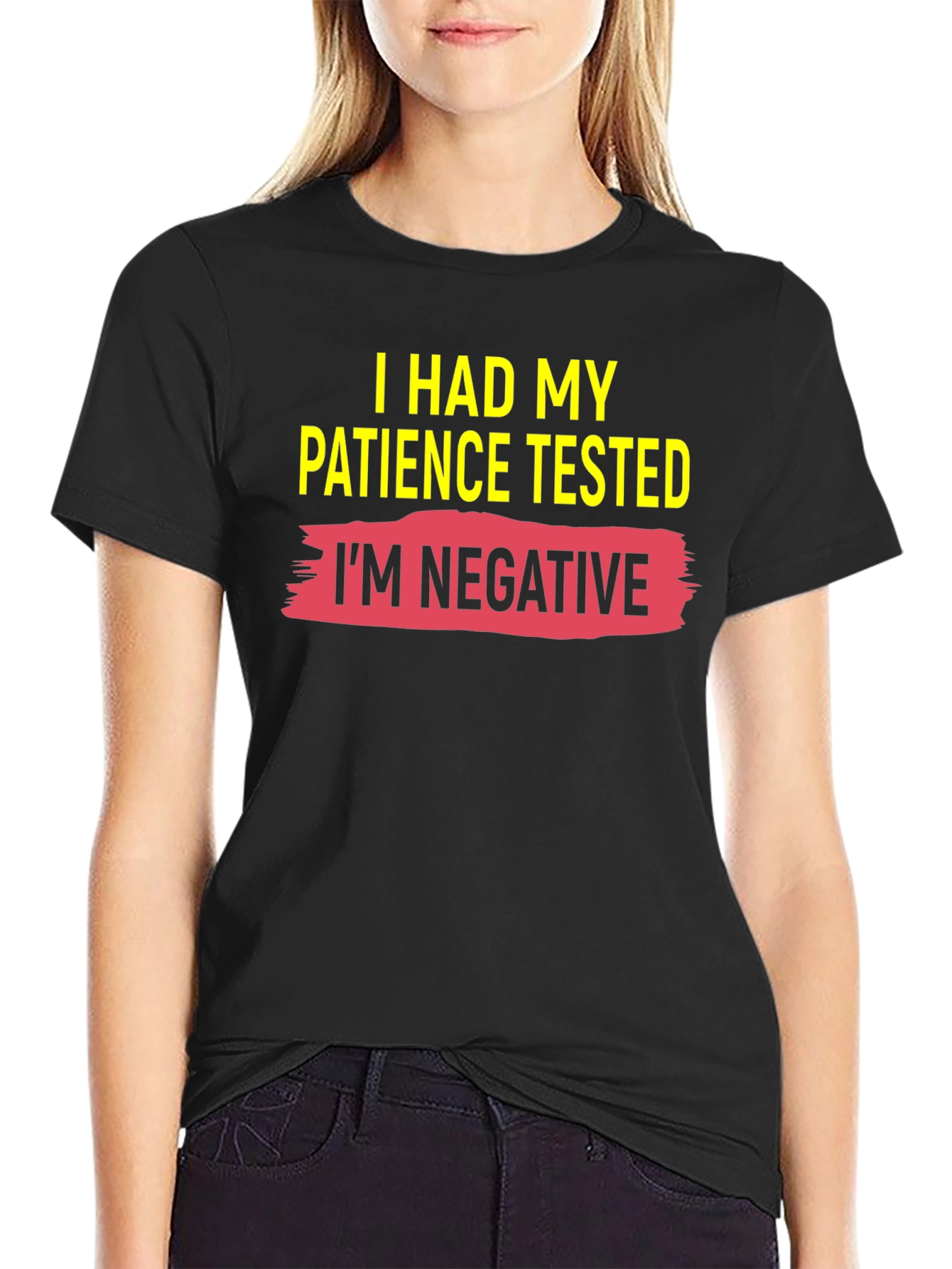 Black Humorous Patience Tested Black T-Shirt view 2
