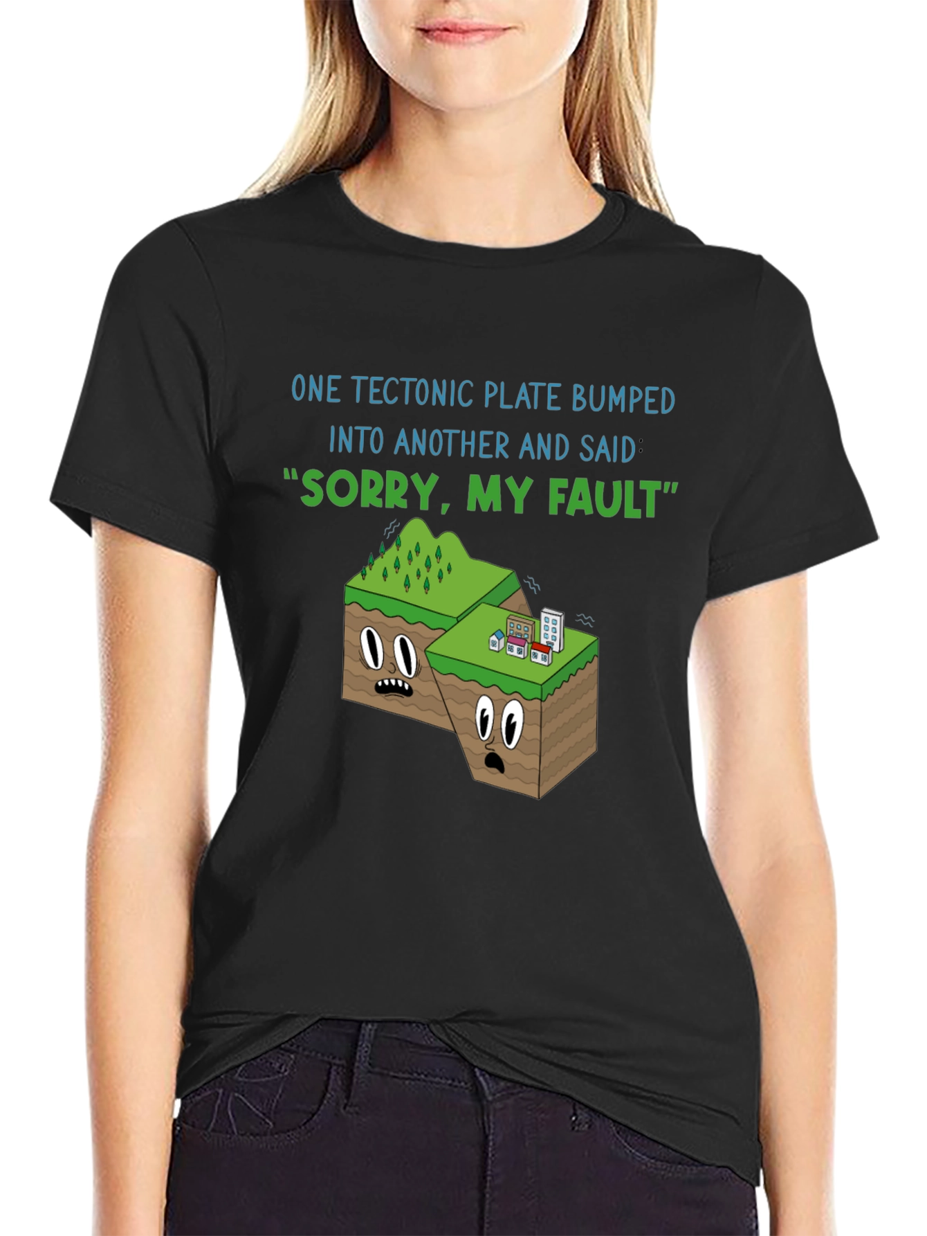 Black Tectonic Plate "Sorry My Fault" Graphic T-Shirt view 2