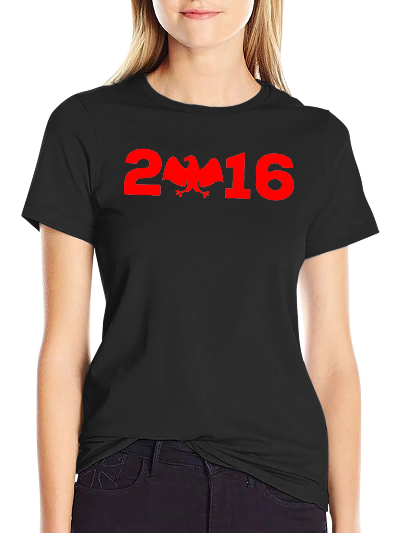 Black 2016 Eagle Graphic Tee - Bold Red Print on Black view 2