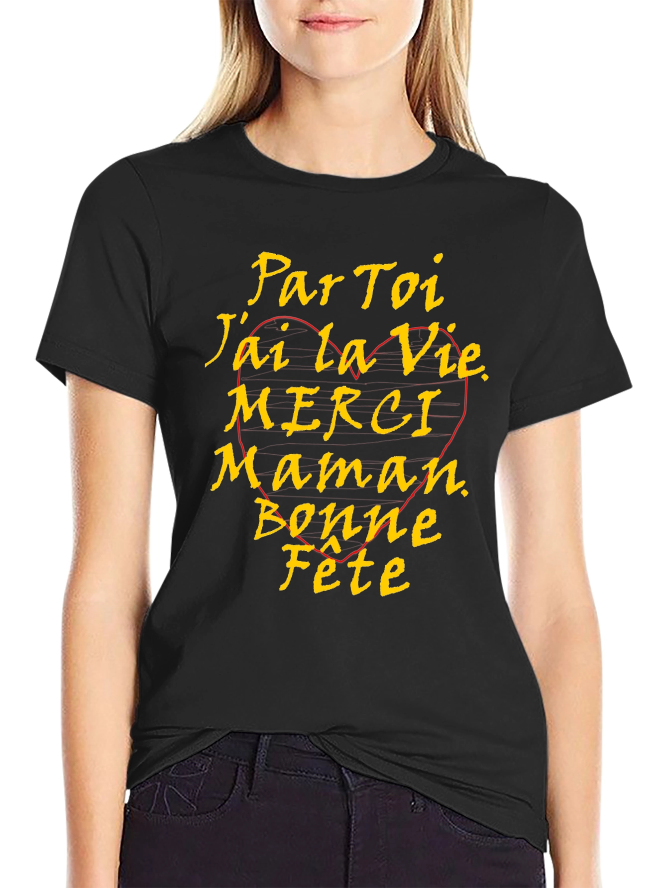 Black Par Toi J'ai la Vie Merci Maman T-Shirt view 2