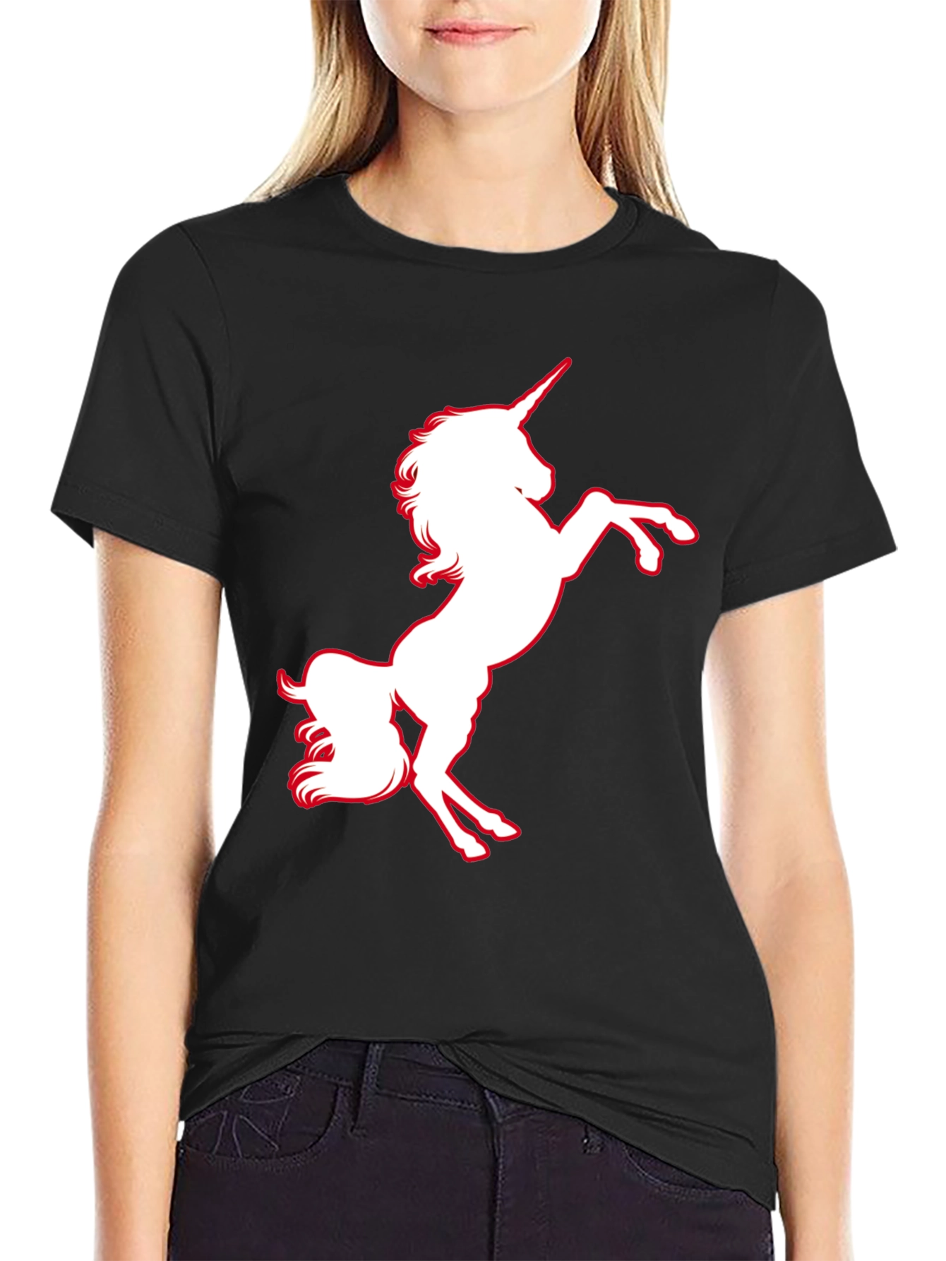 Black Unicorn Graphic T-Shirt - Black Cotton Tee view 2