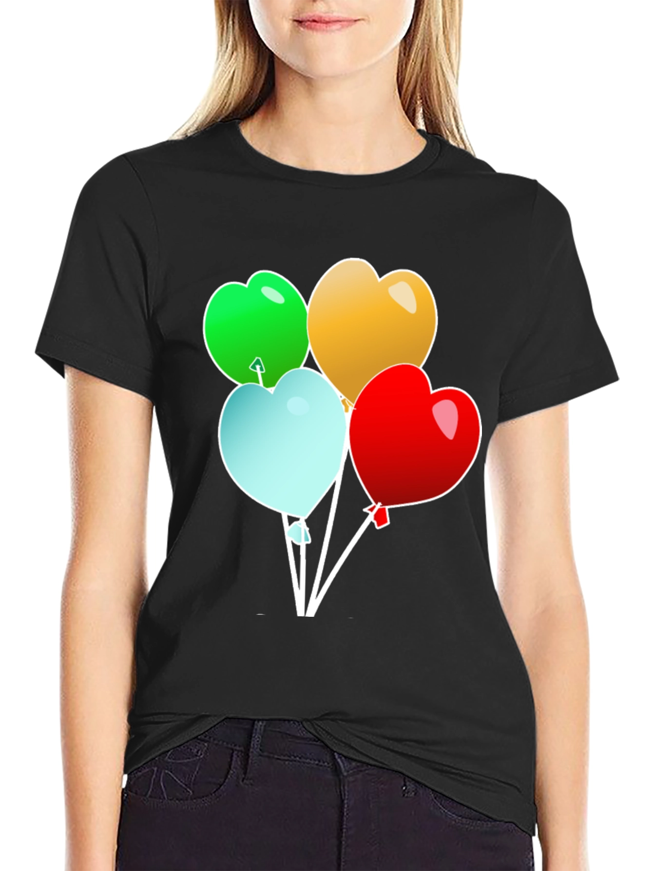 Black Heart Balloons Graphic T-Shirt - Stylish Men's Tee view 2