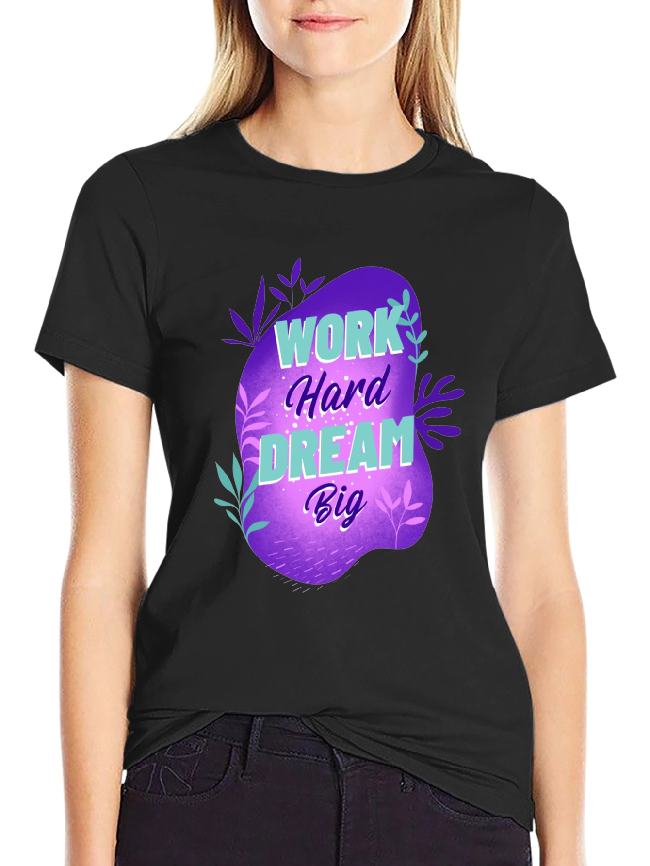 Black Work Hard Dream Big Graphic T-Shirt view 2