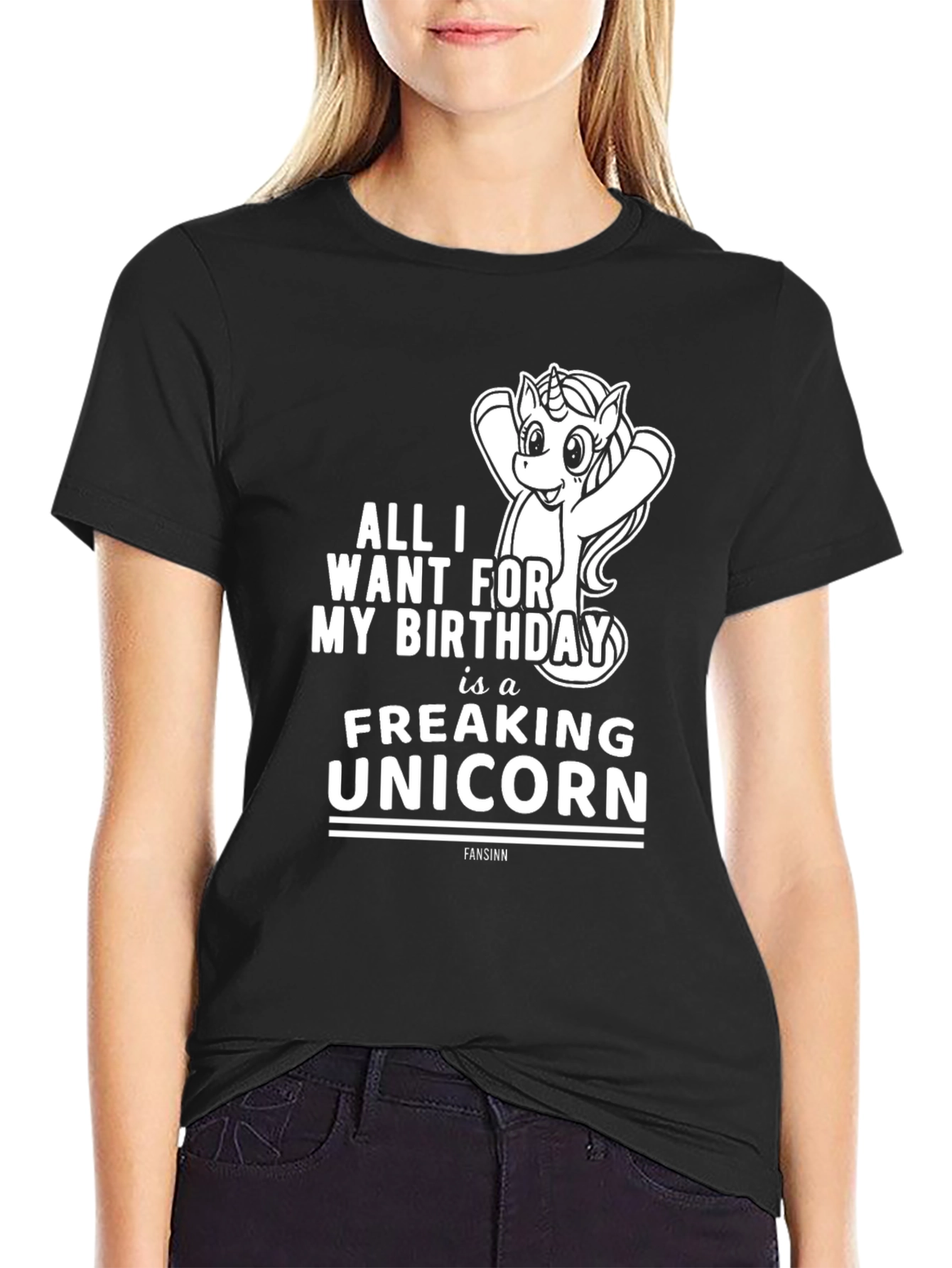 Black Funny Unicorn Birthday Gift Tee view 2