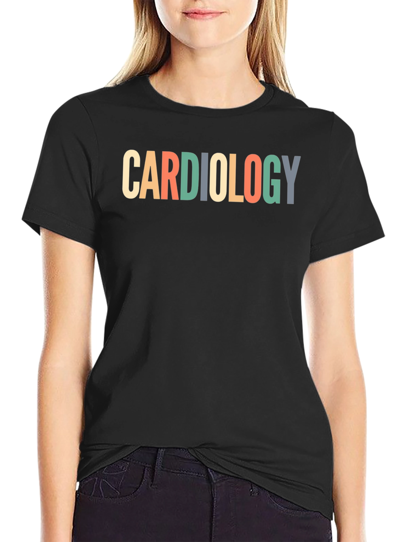 Black Cardiology T-Shirt - Medical Profession Apparel view 2