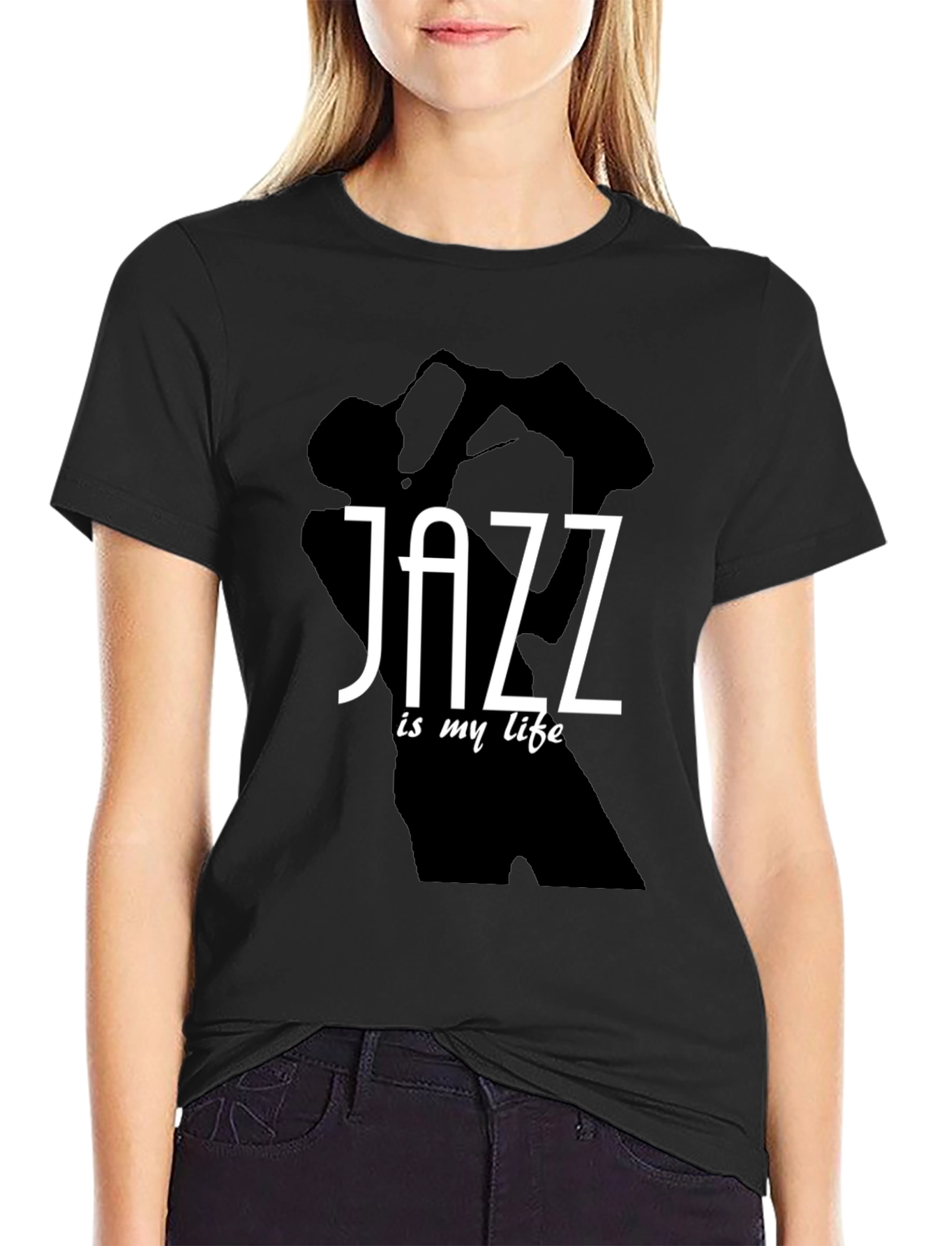 Black Jazz Is My Life T-Shirt - Black Graphic Tee view 2