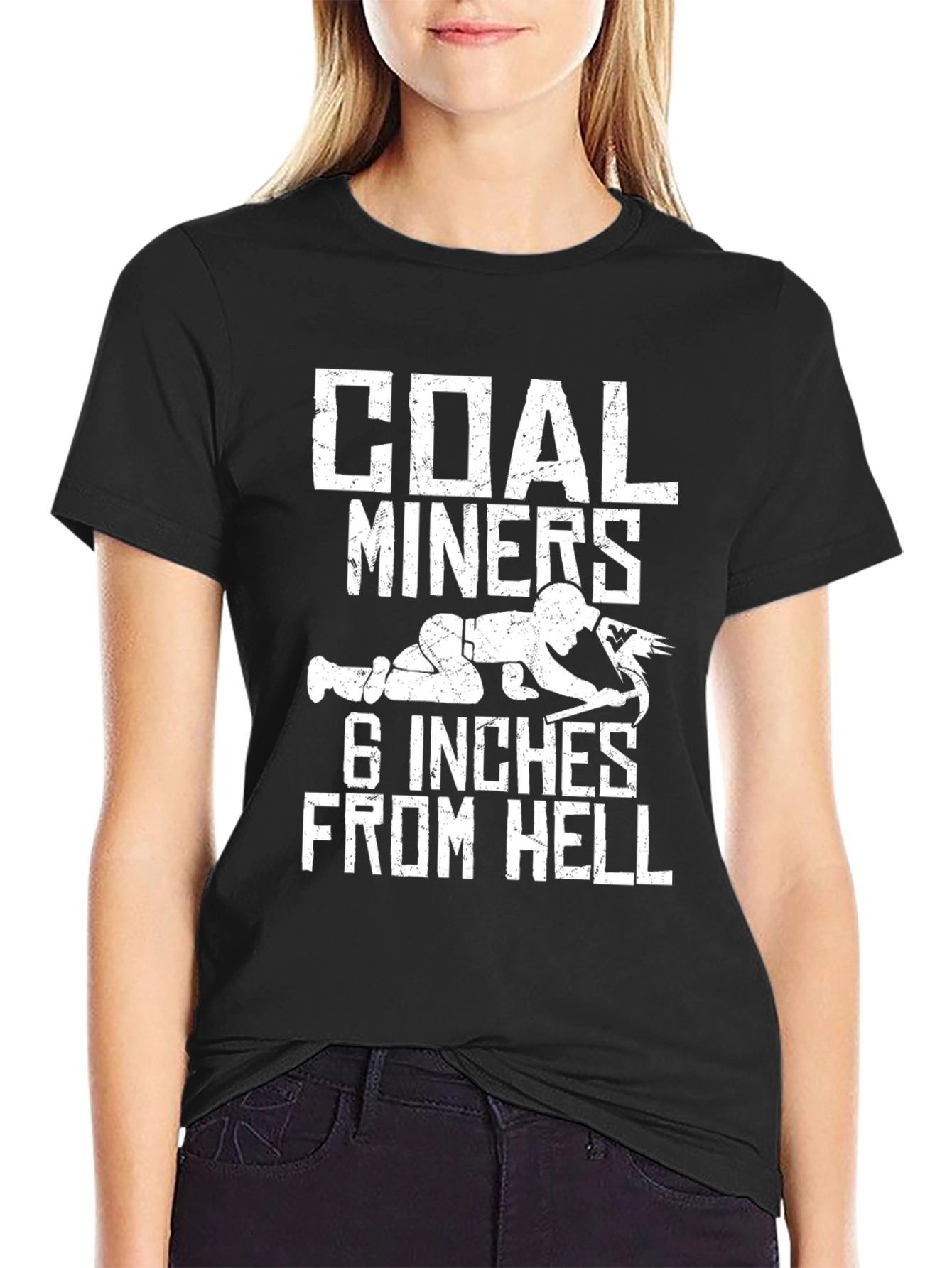 Black Coal Miner Graphic Tee - 6 Inches From Hell Black T-Shirt view 2